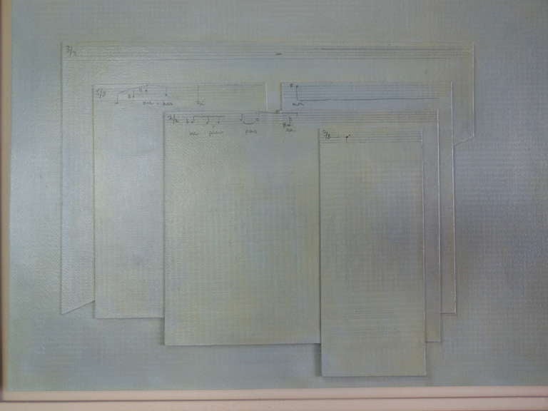 Epifania di Luciano Berio Grande collage astratto Pittura israeliana - Abstract Painting Grigio di Naftali Golomb