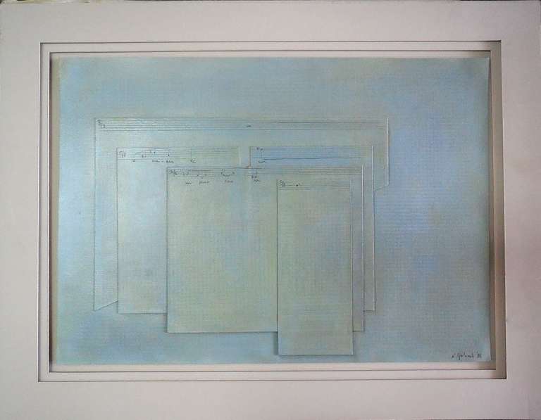 Abstract Painting di Naftali Golomb - Epifania di Luciano Berio Grande collage astratto Pittura israeliana