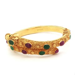 Naga (Dragon) Bangle 22K Yellow Gold Multi-Gem
