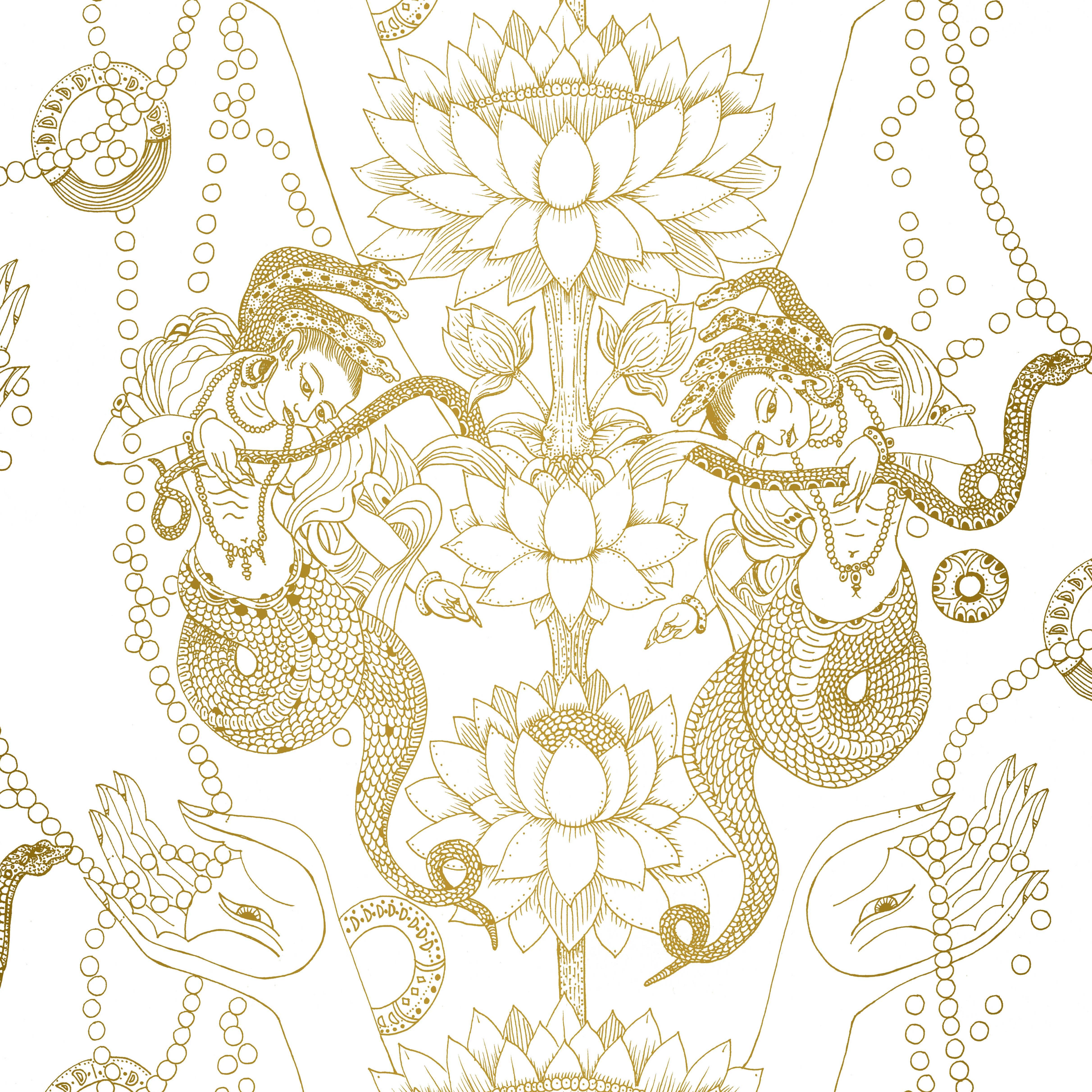 Naga Lotus Wallpaper on Smooth Paper For Sale