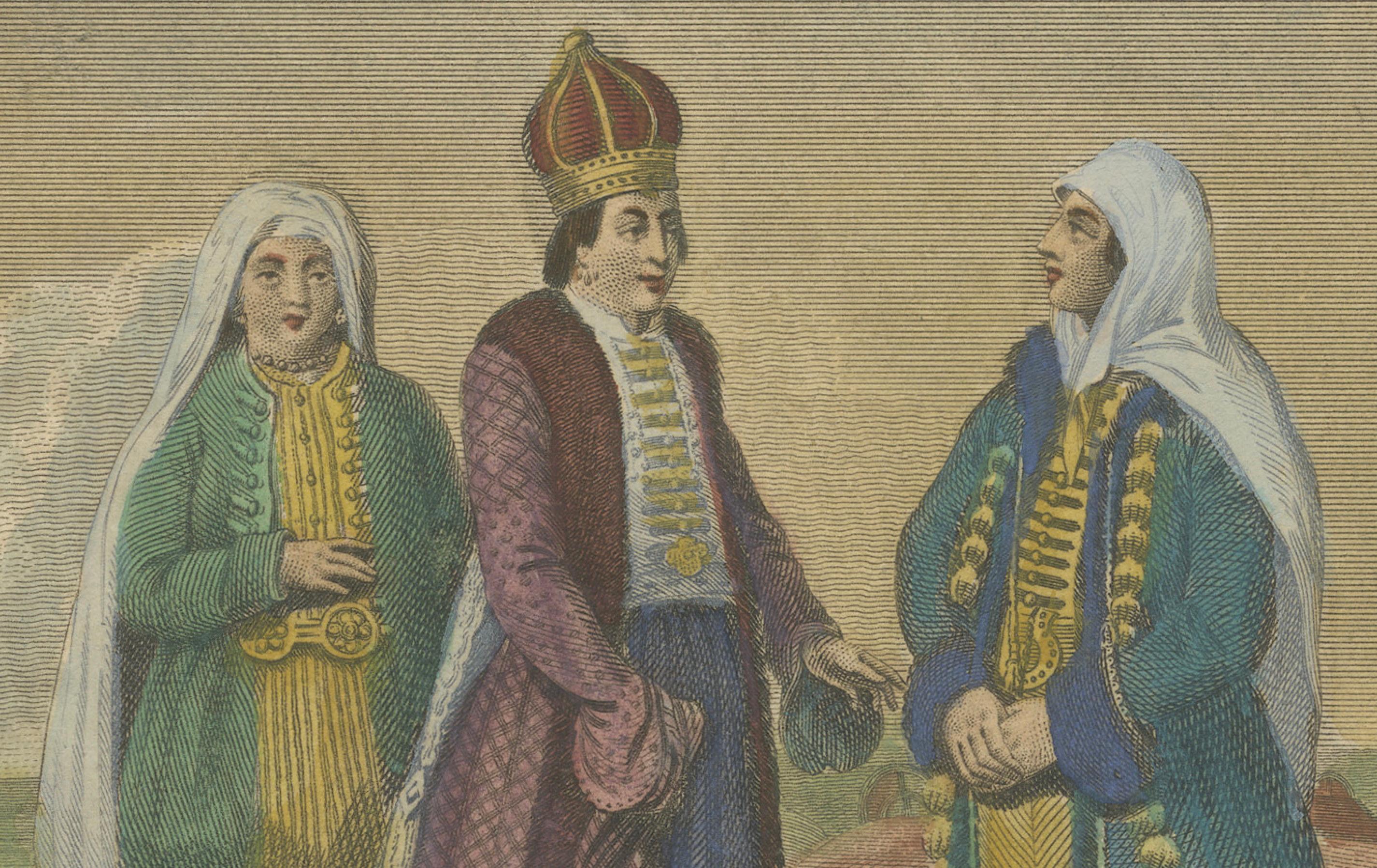 Engraved Nagai Tartars – Traditional Dress of Women of Distinction, c.1810 Engraving For Sale