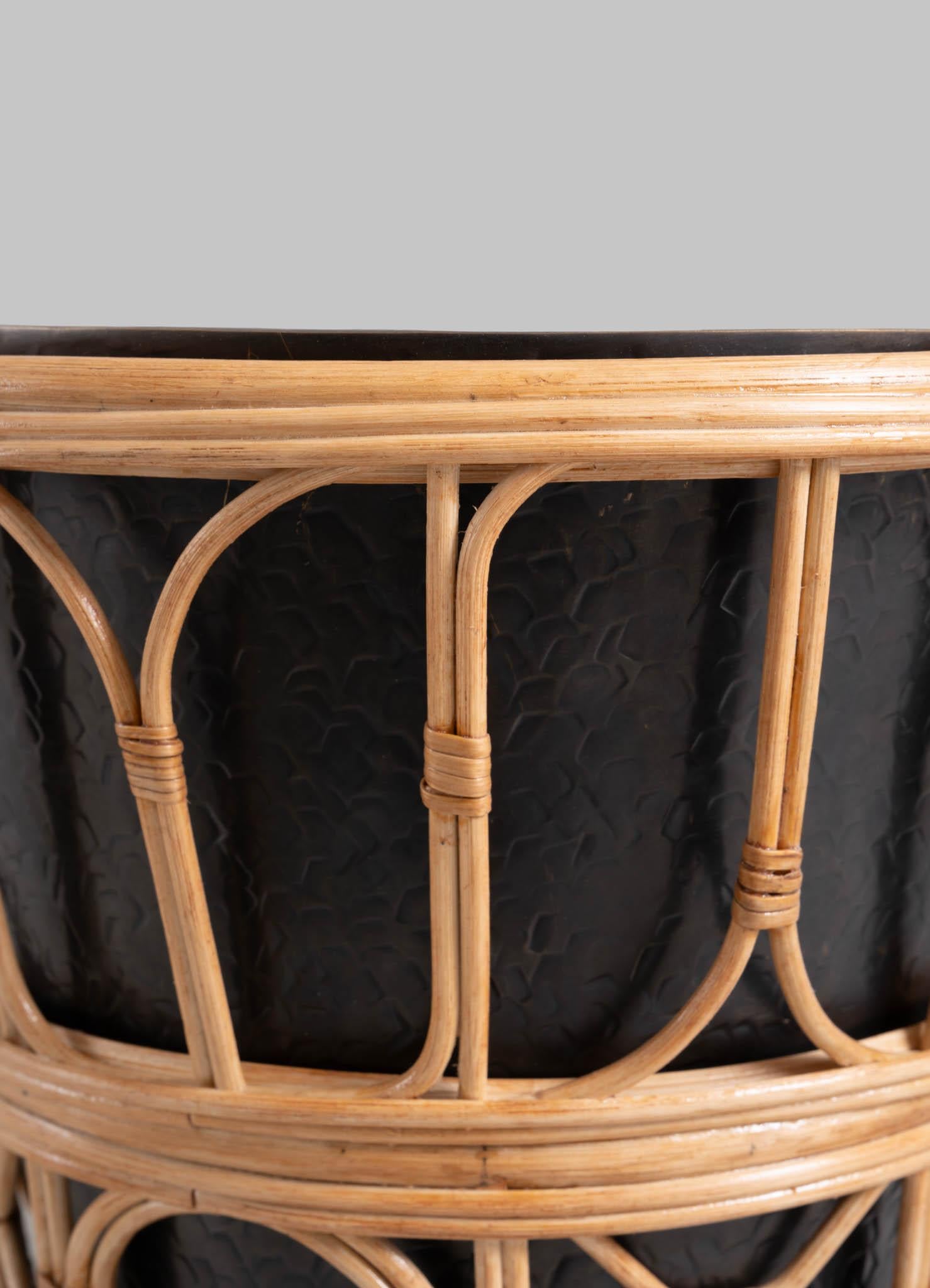 Contemporary Nagaland Champagne Bucket in Brass and Cane, Viya By Vikram Goyal For Sale