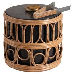 Nagaland Ice Bucket Large in Brass and Cane, Viya By Vikram Goyal