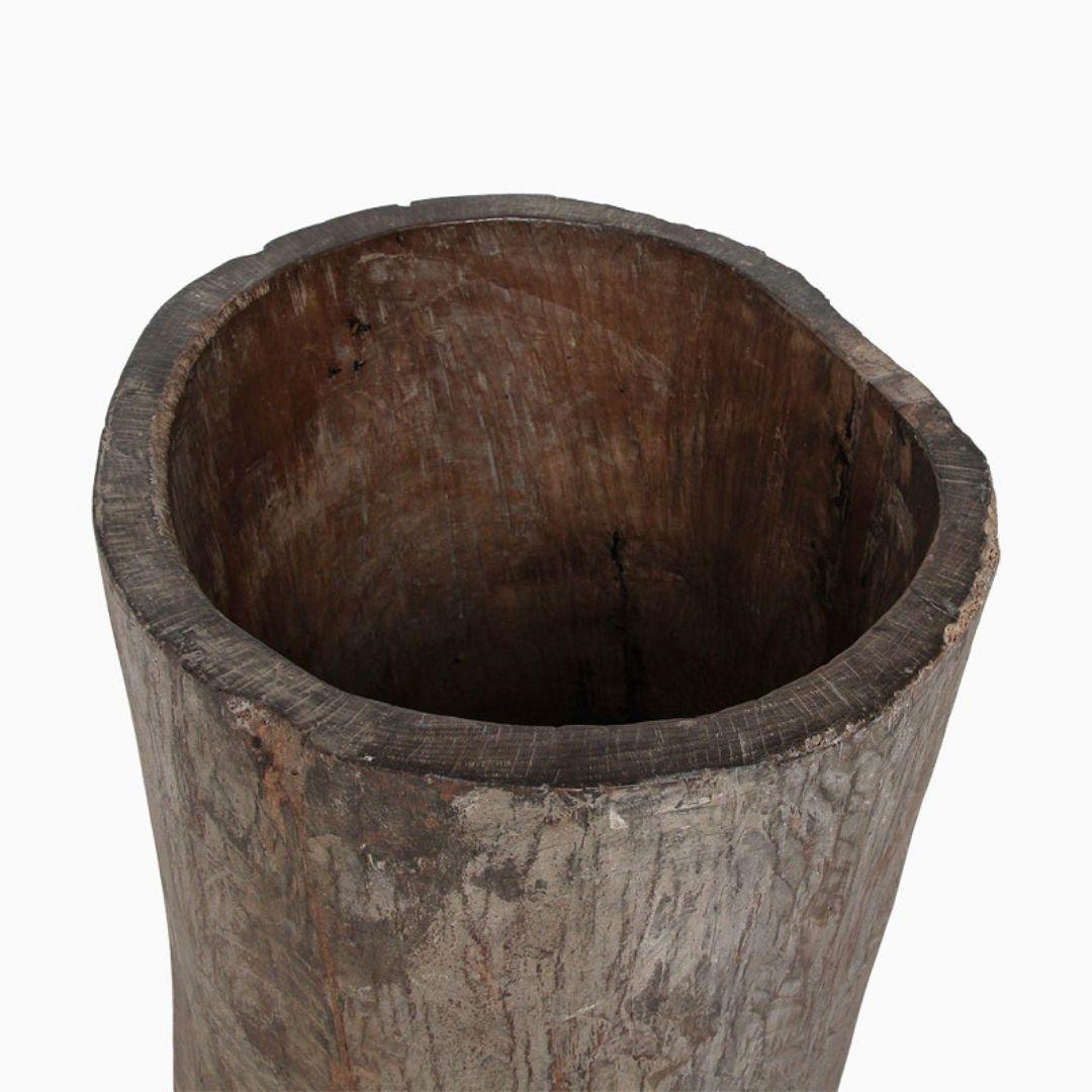 Arts and Crafts Nagaland Wood Trunk Planter, India 1900s For Sale