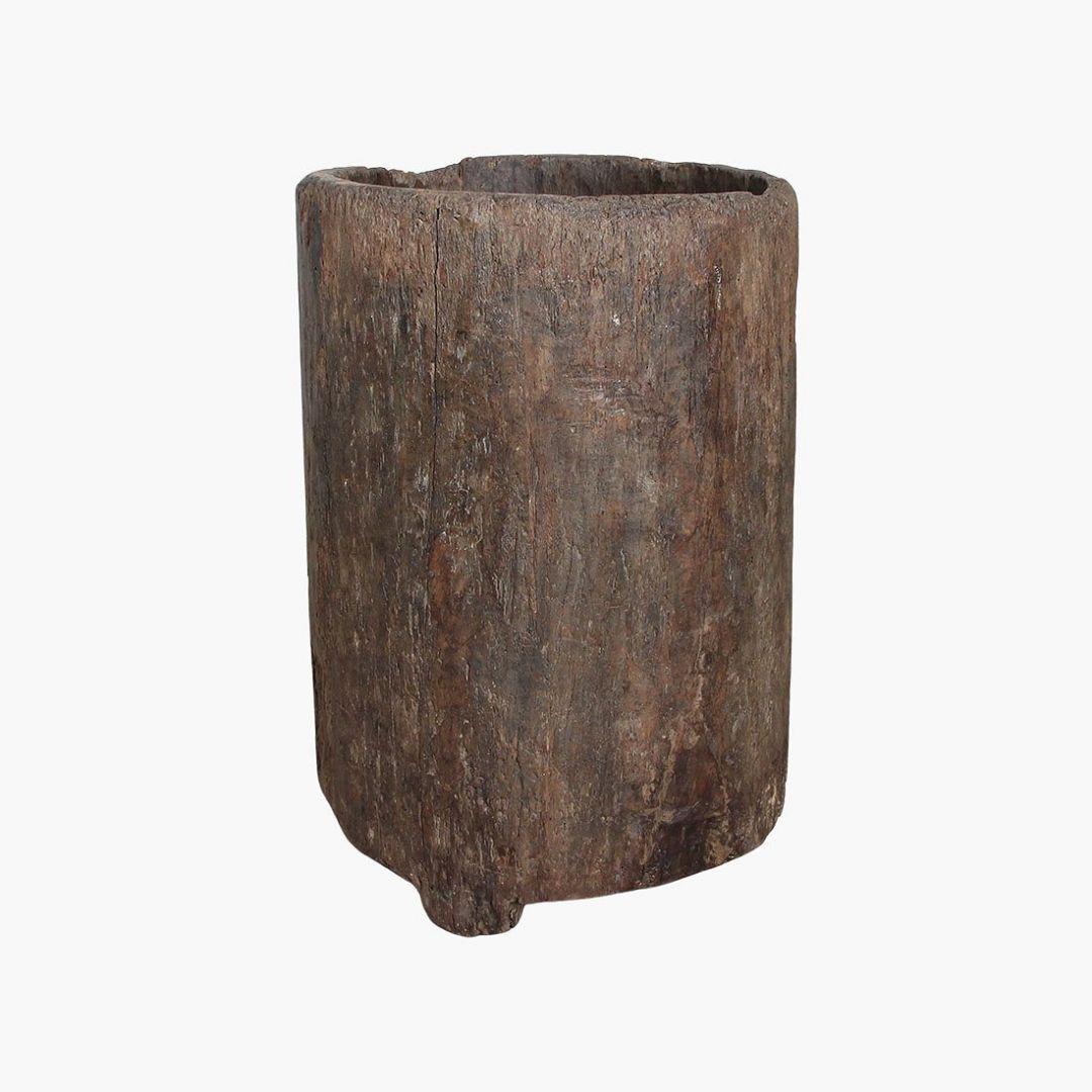 Hand-Carved Nagaland Wood Trunk Planter, India 1900s For Sale