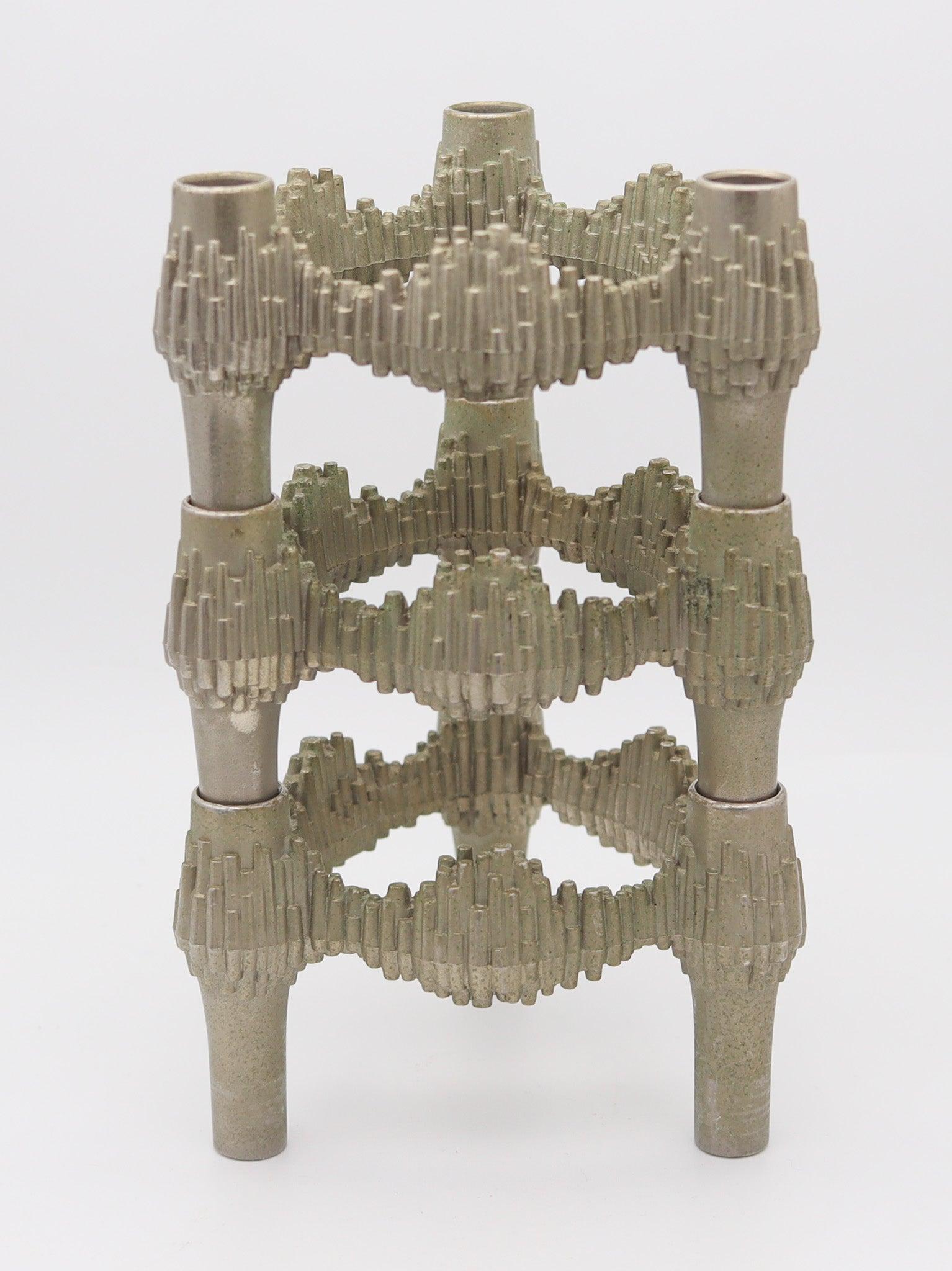 Tedesco NAGEL QUIST 1960 Germany Set of 3 Stackable Candle-Holders by Caesar Stoffi in vendita