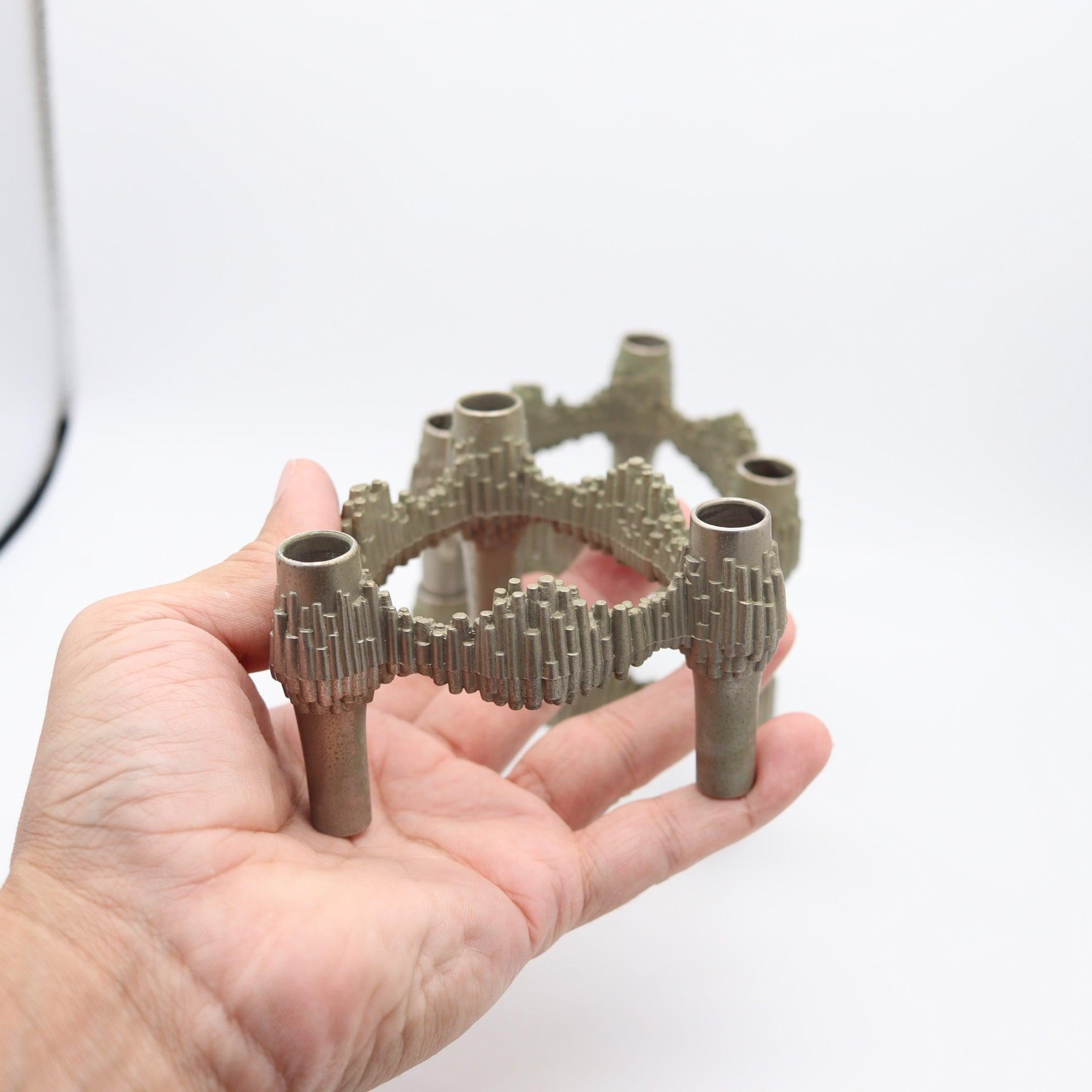 Placcato NAGEL QUIST 1960 Germany Set of 3 Stackable Candle-Holders by Caesar Stoffi in vendita