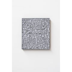 Panneau mural Nago Nr. 08 en bois pressé peint en bleu clair par Arno Hoogland