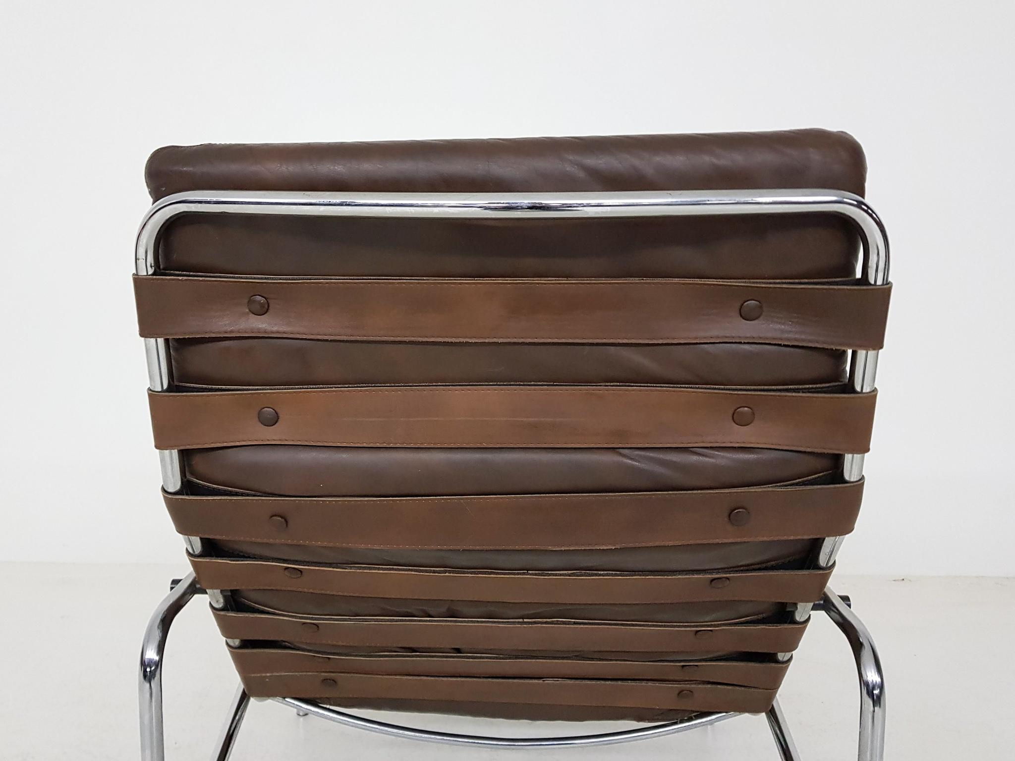 Mid-20th Century “Nagoya” Brown Leather Lounge Chair by Martin Visser for ’t Spectrum, Dutch 1969