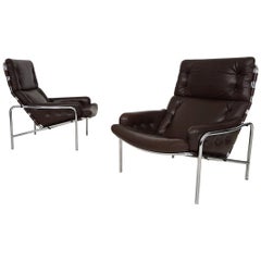Used 1x Nagoya Brown Leather Lounge Chair by Martin Visser for ’t Spectrum, Dutch '69