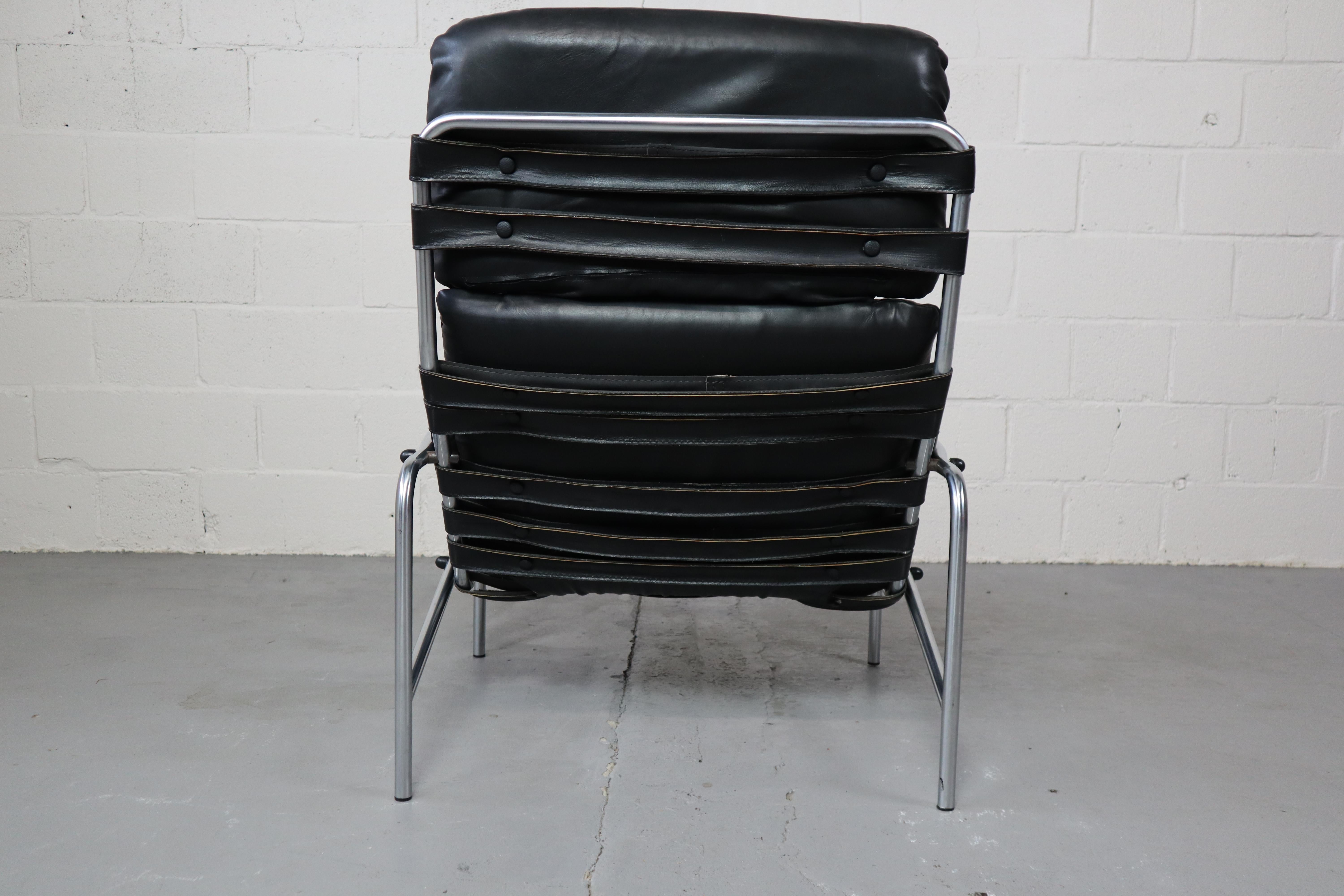 Leather Nagoya SZ09 black lounge chair by Martin Visser for 't Spectrum Netherlands For Sale