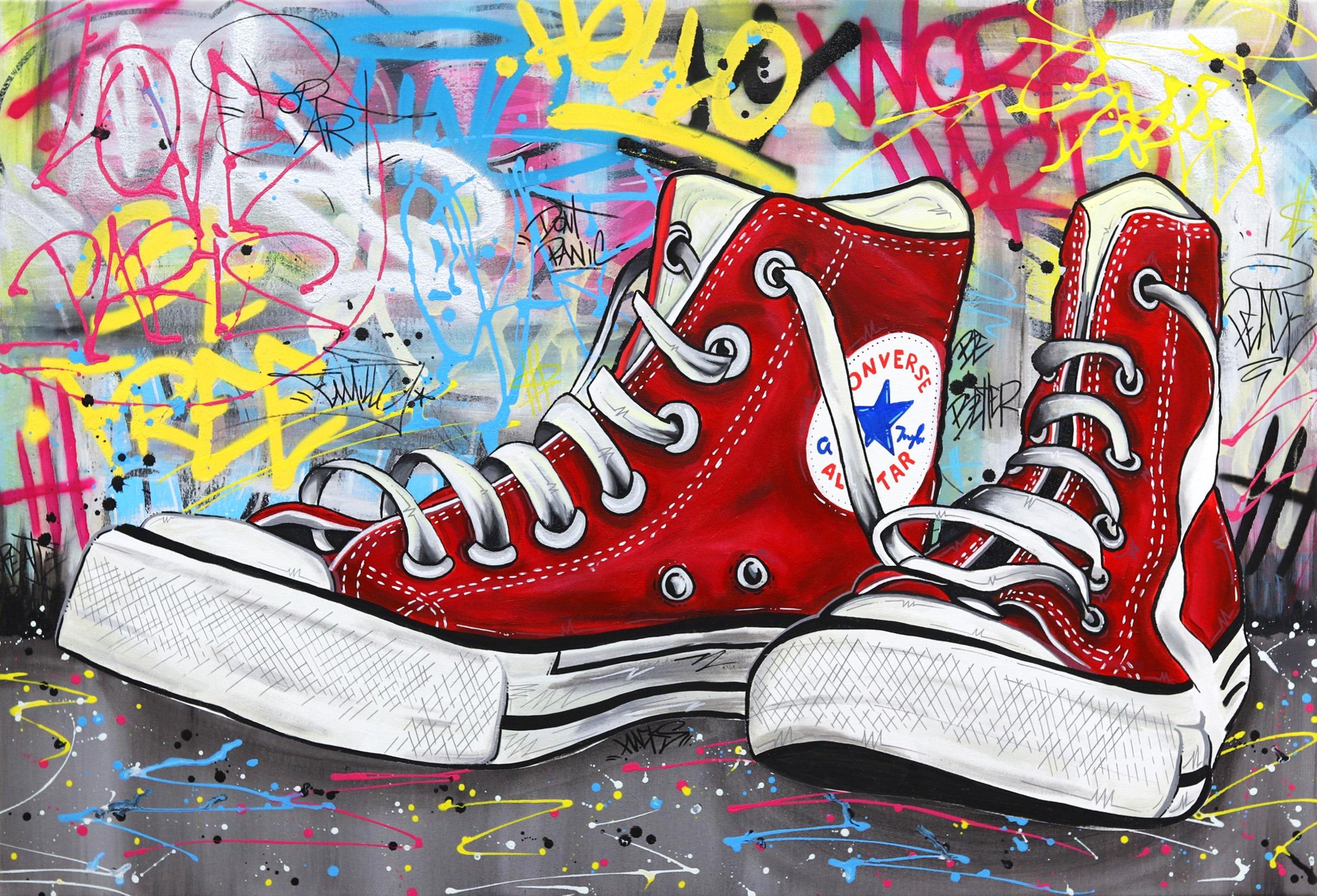 All Star - Original Converse Shoes Street Art Painting on Canvas