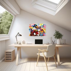 Cash Flow II - Original Vibrant Colorful Pop Art Painting w/ Cartoon Characters