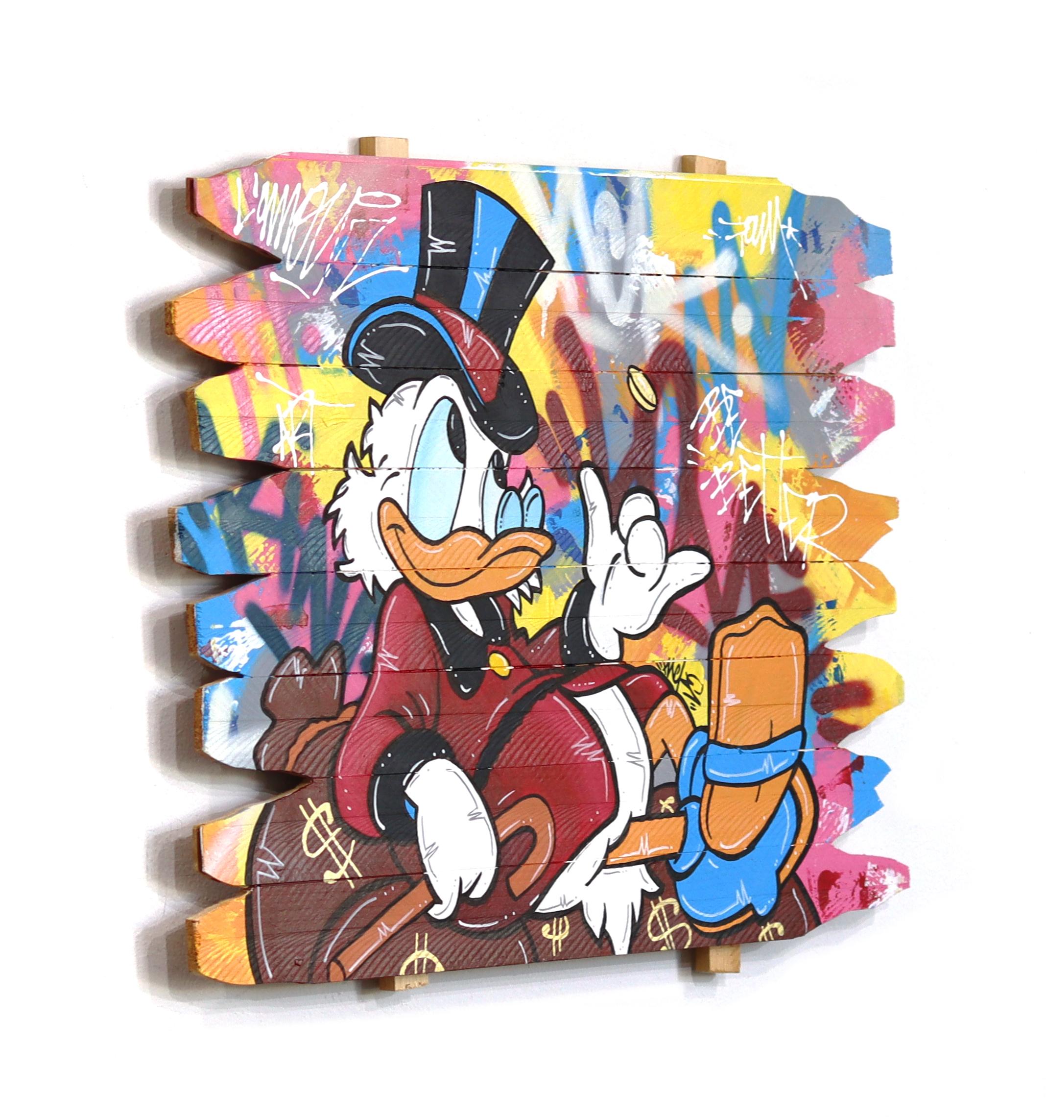 Cash Flow II - Original farbenfrohes Pop-Art-Gemälde mit Cartoon-Charakteren im Angebot 2