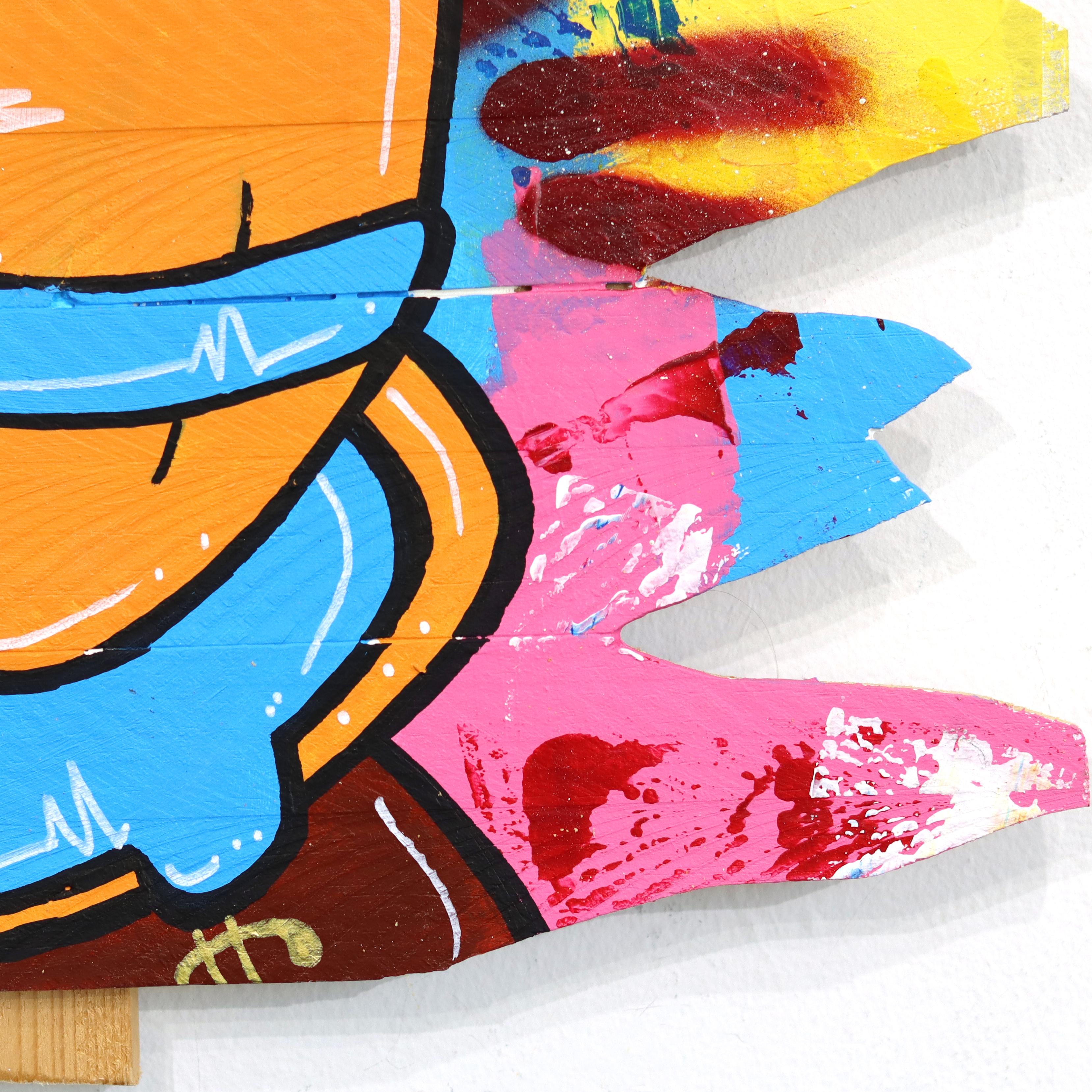 Cash Flow II - Original farbenfrohes Pop-Art-Gemälde mit Cartoon-Charakteren im Angebot 5