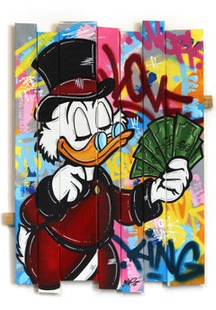 Cash Flow - Pop Art originale colorata e vibrante su Wood con personaggio Looney Tunes
