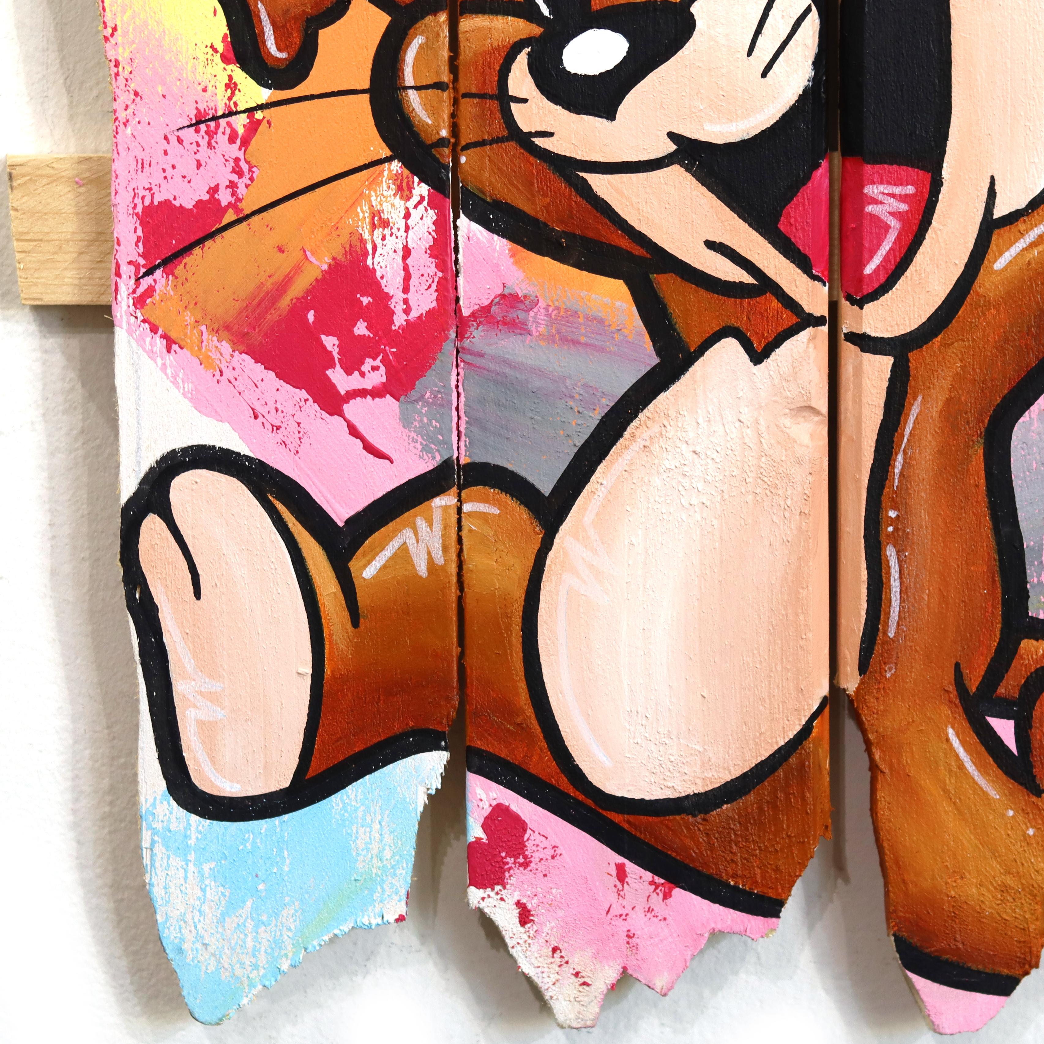 Catch Me If You Can - Original Vibrant Colorful Pop Art w/ Cartoon Characters For Sale 5
