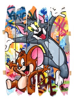 Catch Me If You Can - Original Vibrant Colorful Pop Art w/ Cartoon Characters