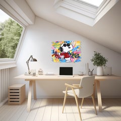 Iconic Snoopy - Pittura Pop Art originale dai colori vivaci con personaggi dei cartoni animati