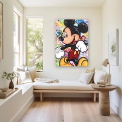 Il Paese dei Sogni di Topolino - Pittura Pop Art originale con personaggio dei cartoni animati