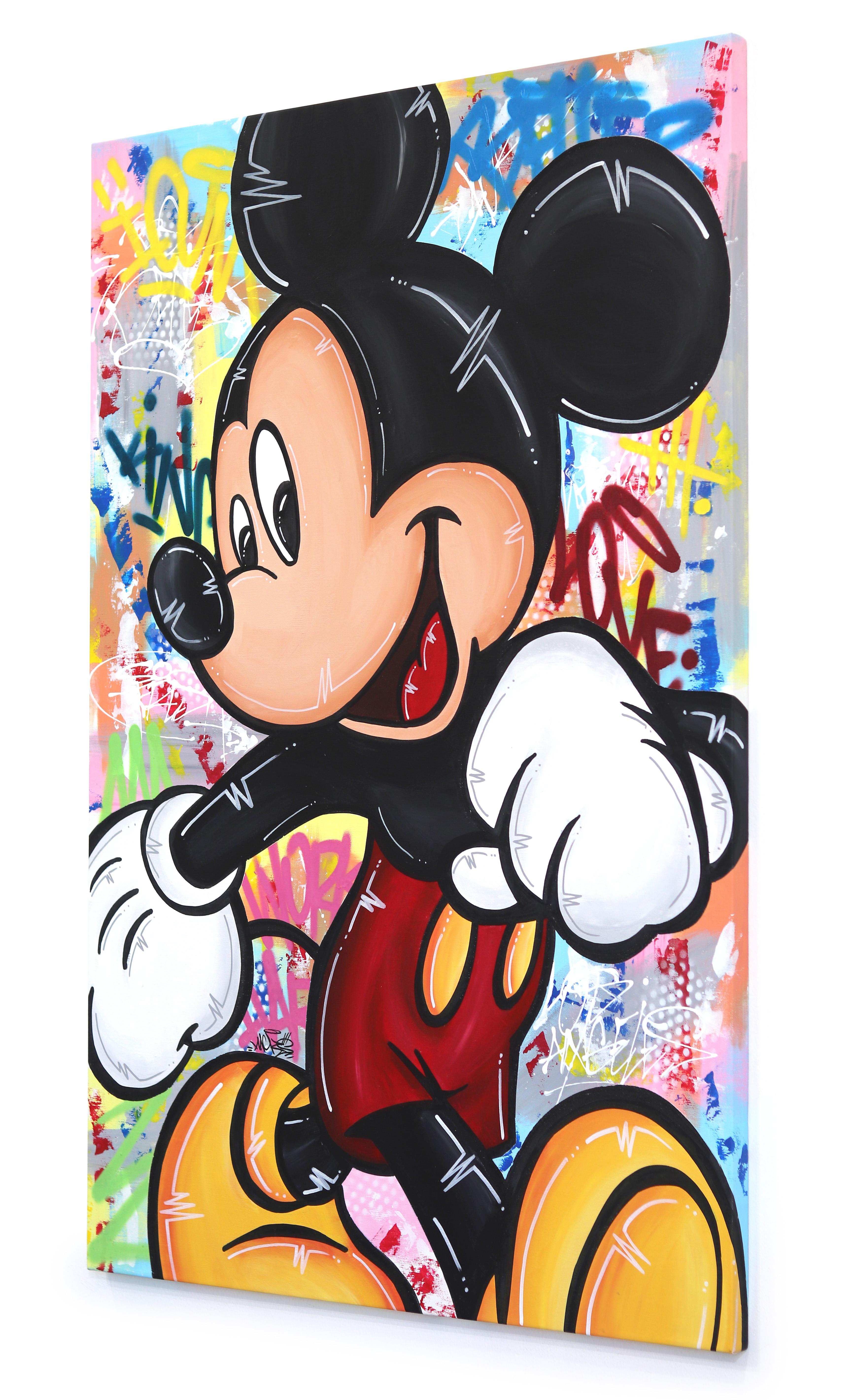 Il Paese dei Sogni di Topolino - Pittura Pop Art originale con personaggio dei cartoni animati in vendita 2