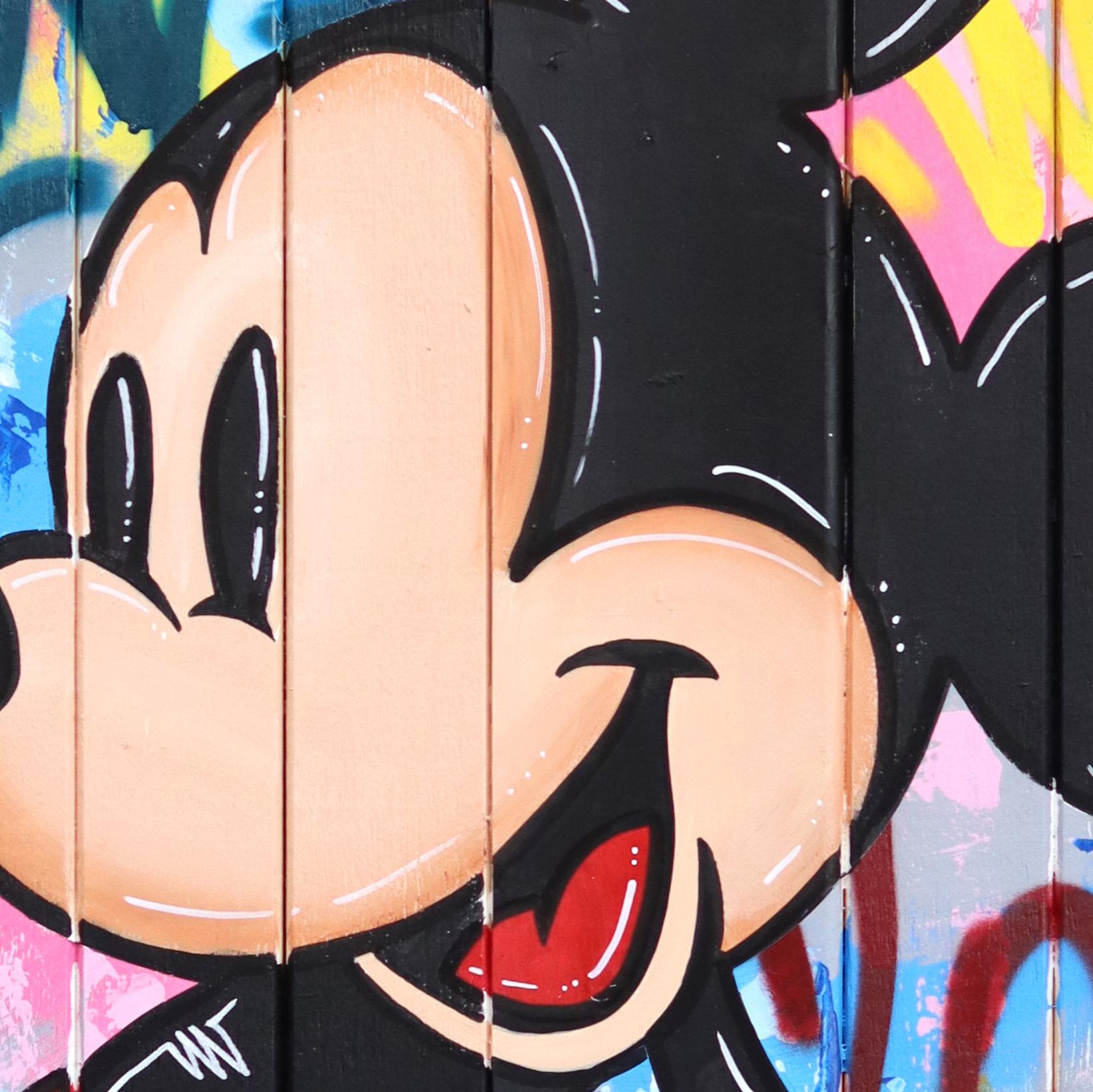 OG Mickey - Original Vibrant Colorful Pop Art Painting with Cartoon Character For Sale 6