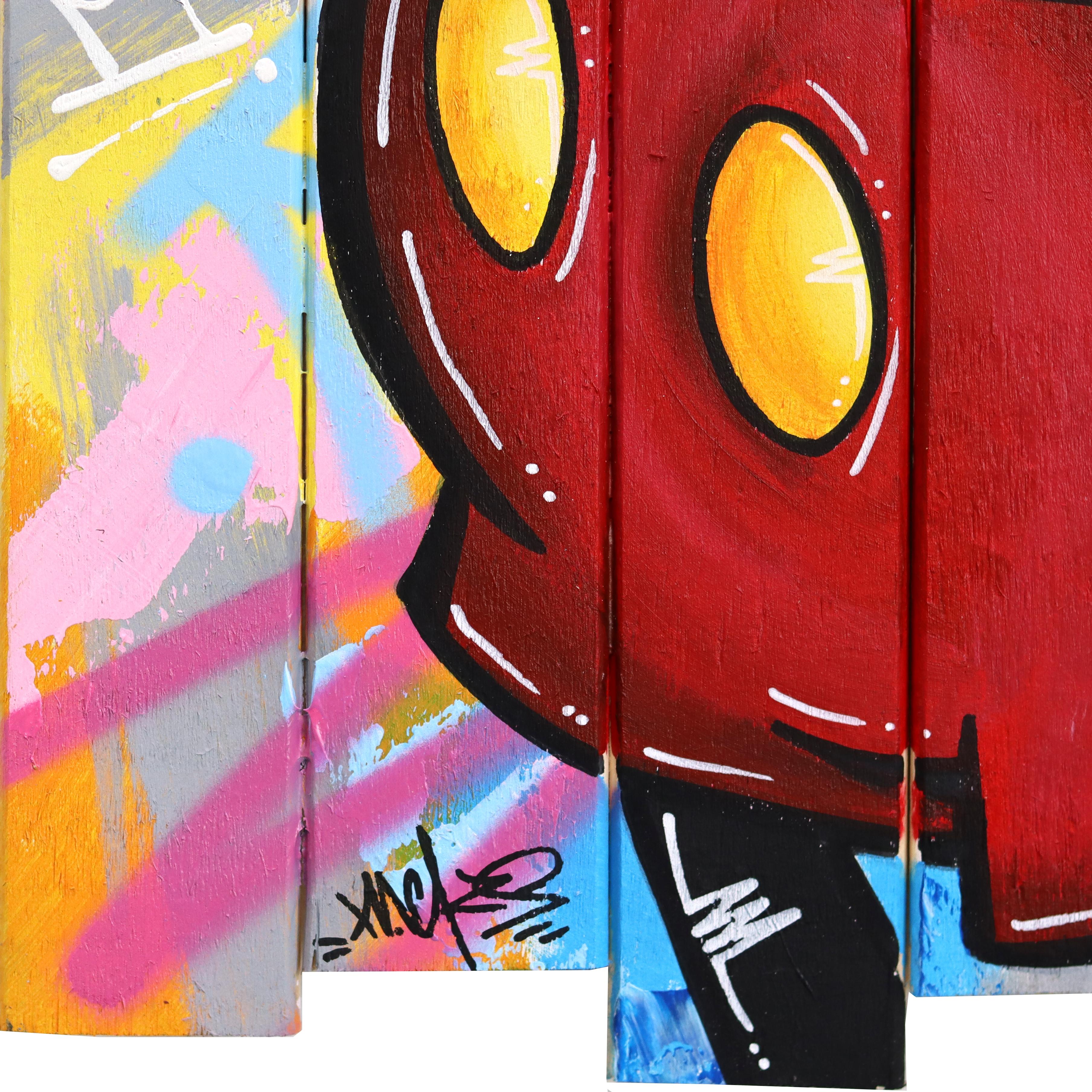 OG Mickey - Original Vibrant Colorful Pop Art Painting with Cartoon Character For Sale 7