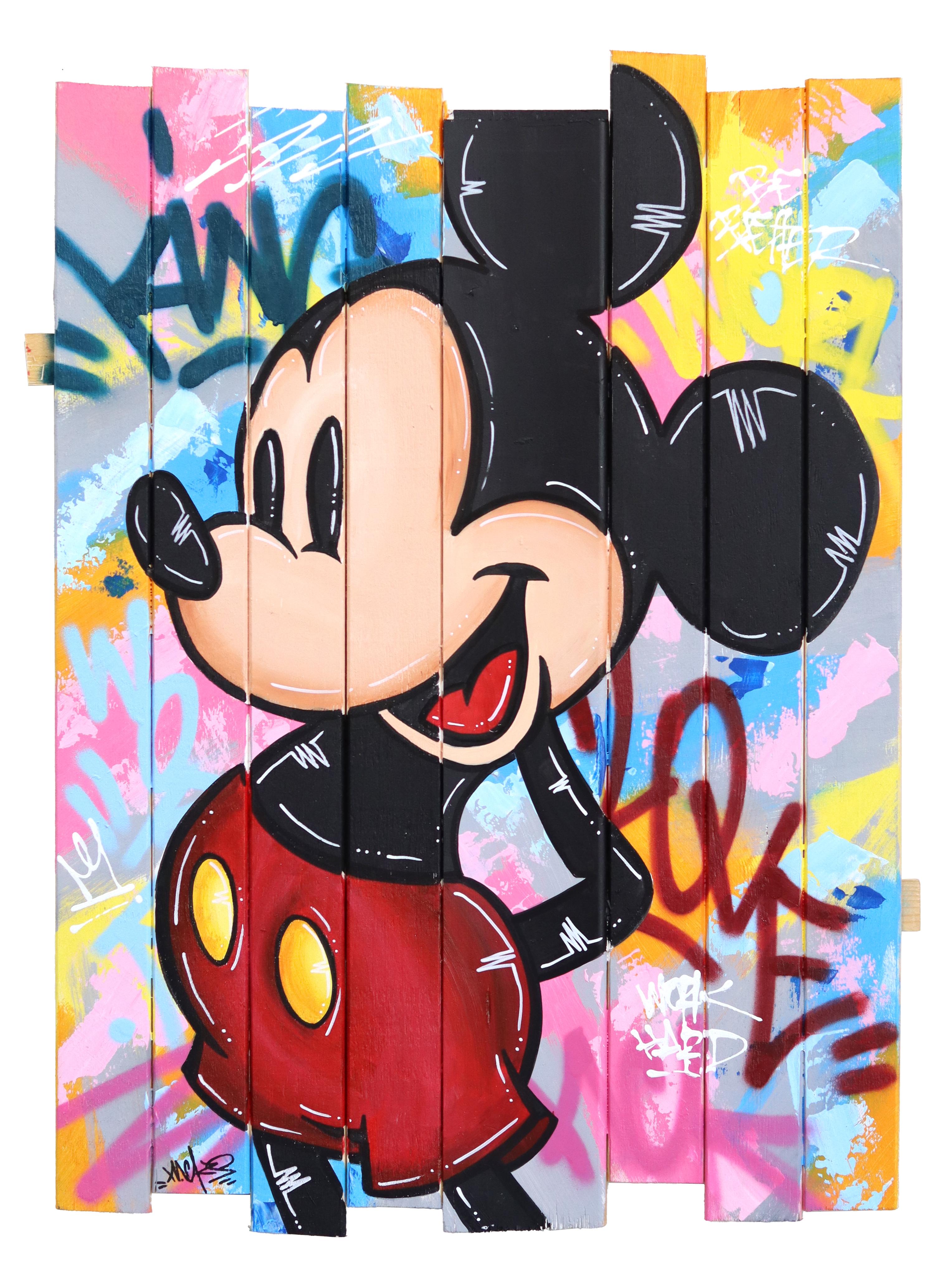 OG Mickey - Original Vibrant Colorful Pop Art Painting with Cartoon Character - Mixed Media Art by Naguy Claude