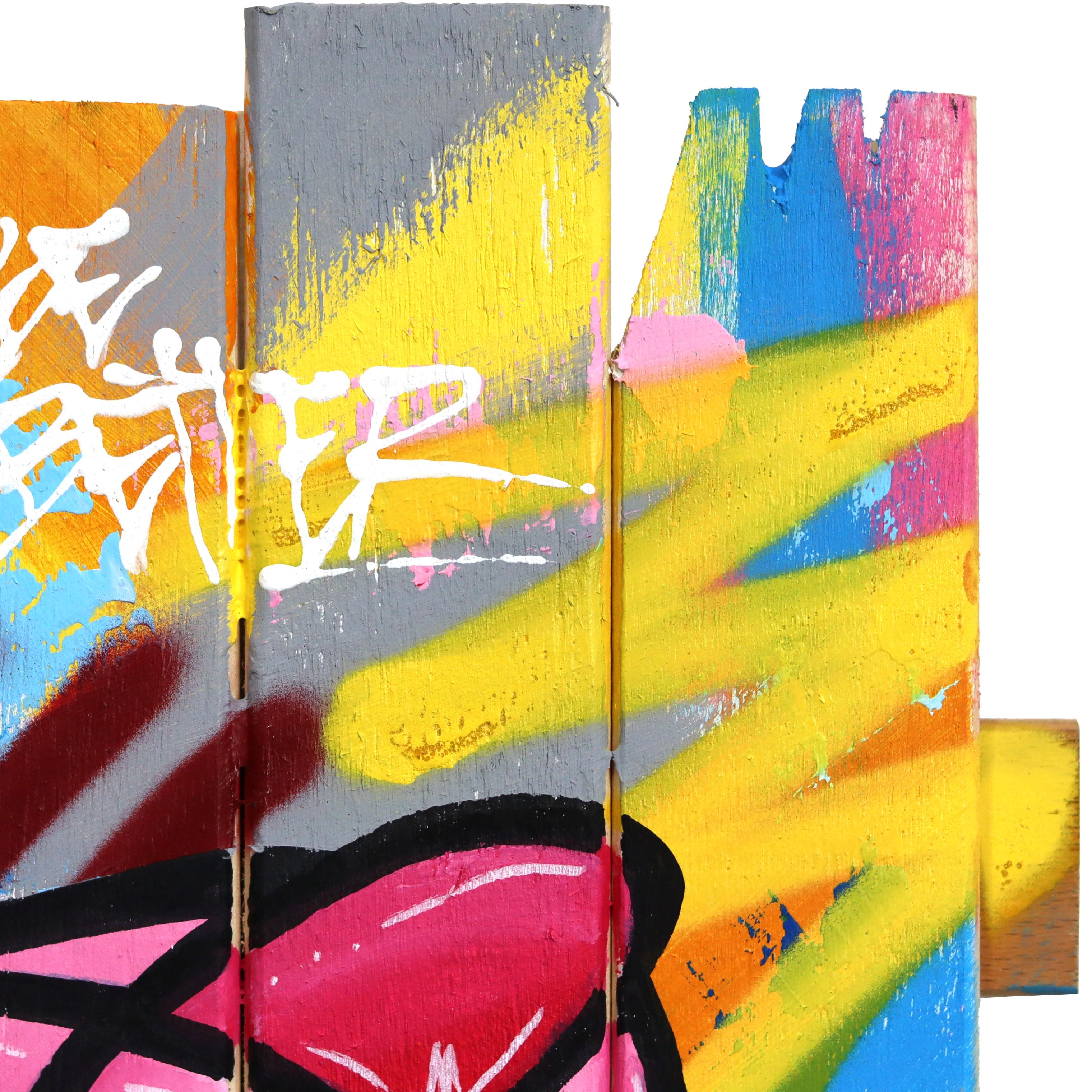 Pink Attitude - Original Vibrant Colorful Pop Art Painting w/ Cartoon Character For Sale 3