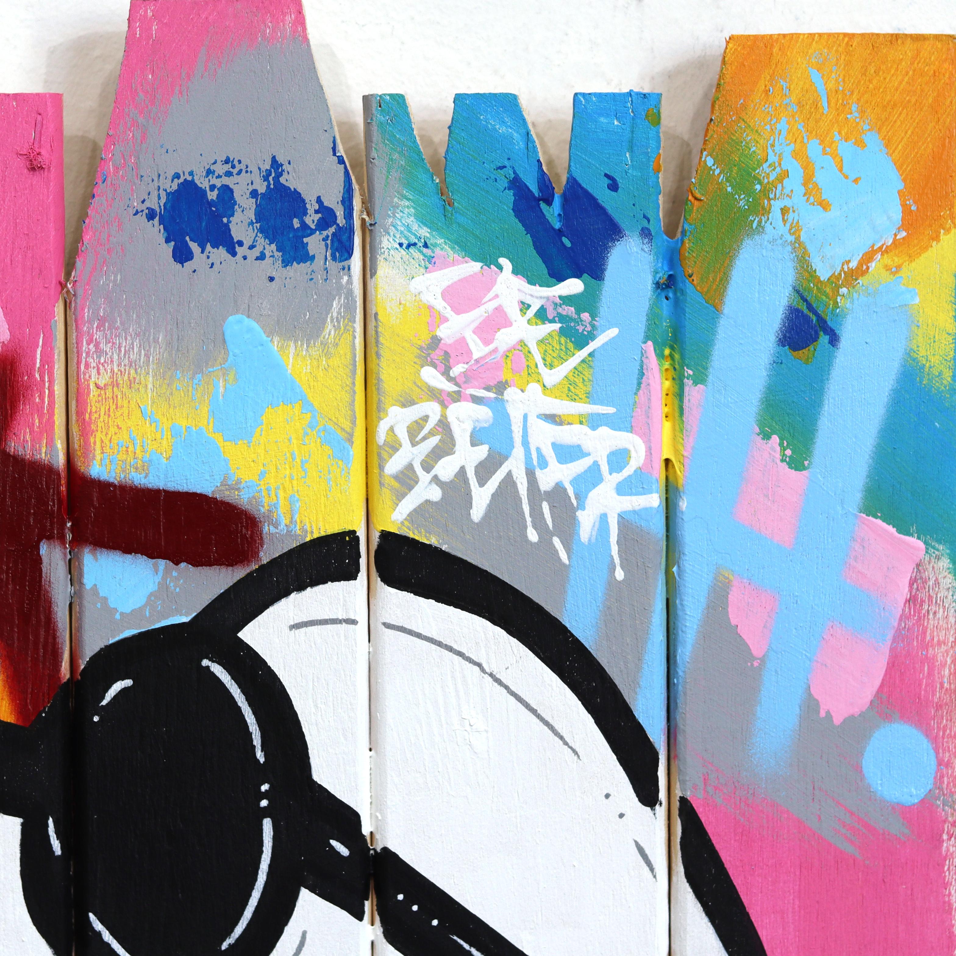 Street Life - Graffiti Pop Art original de colores vibrantes con dibujo animado de Snoopy en venta 2