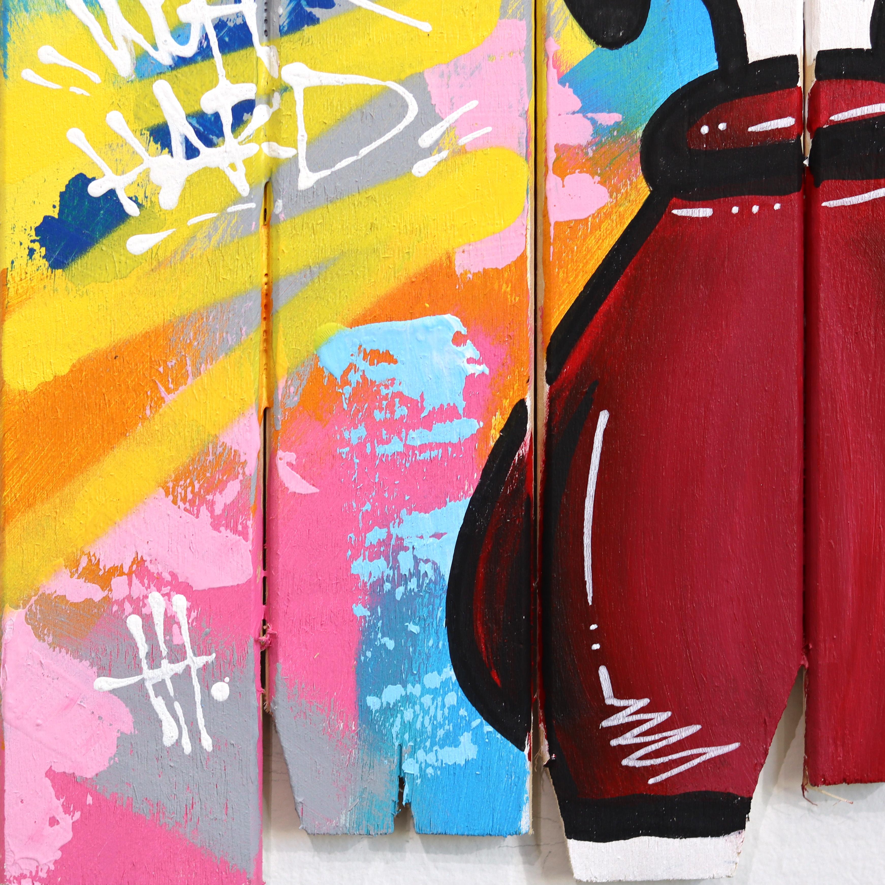 Street Life - Graffiti Pop Art original de colores vibrantes con dibujo animado de Snoopy en venta 5