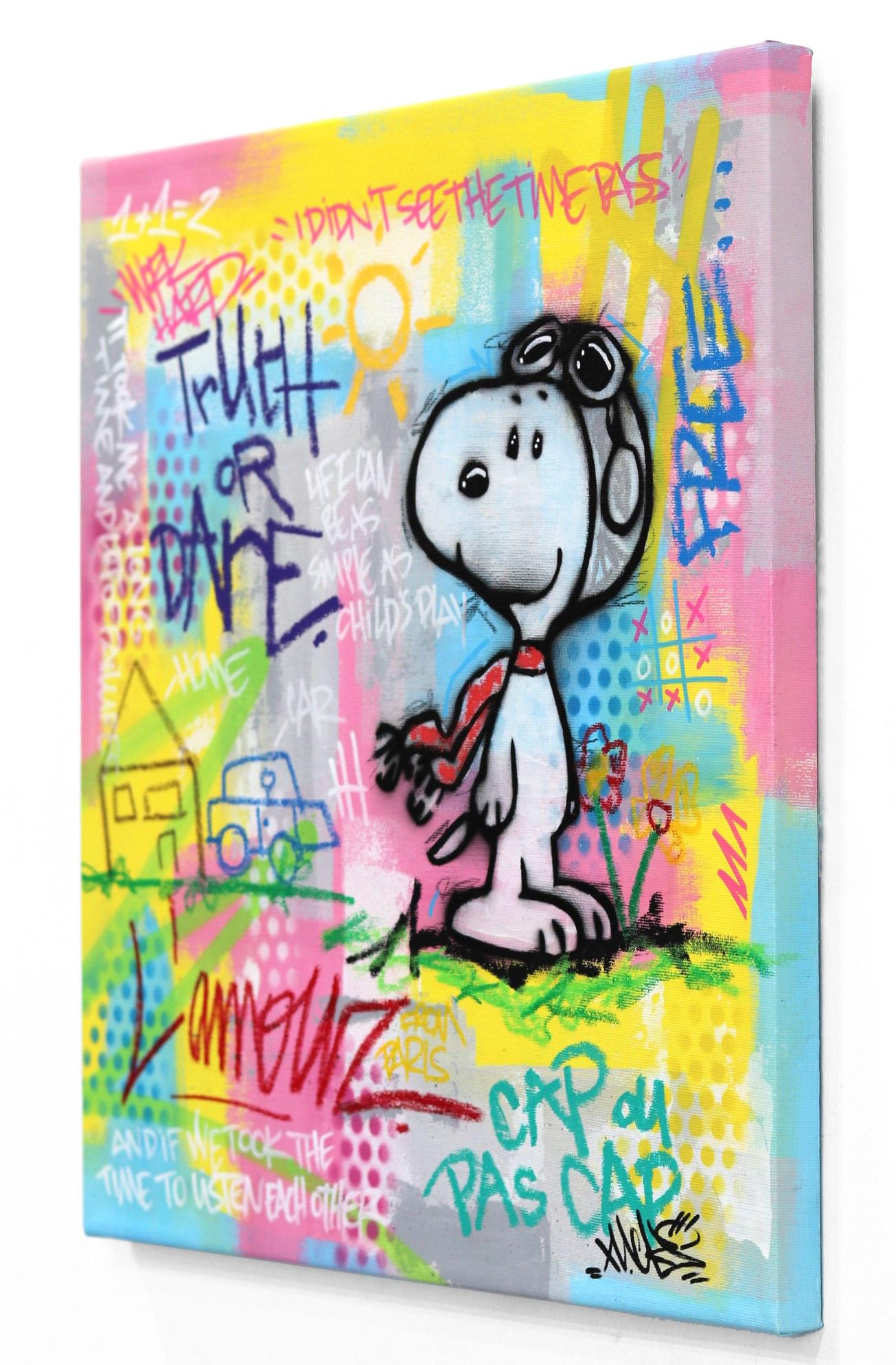 Naguy Claude mischt in seinen originellen Mischtechnik-Gemälden Ikonen der Populärkultur und Street Art mit Comic- und Cartoonfiguren sowie berühmten Superhelden. Seine Werke drücken eine Faszination für hochemotionale Inhalte aus und bewahren