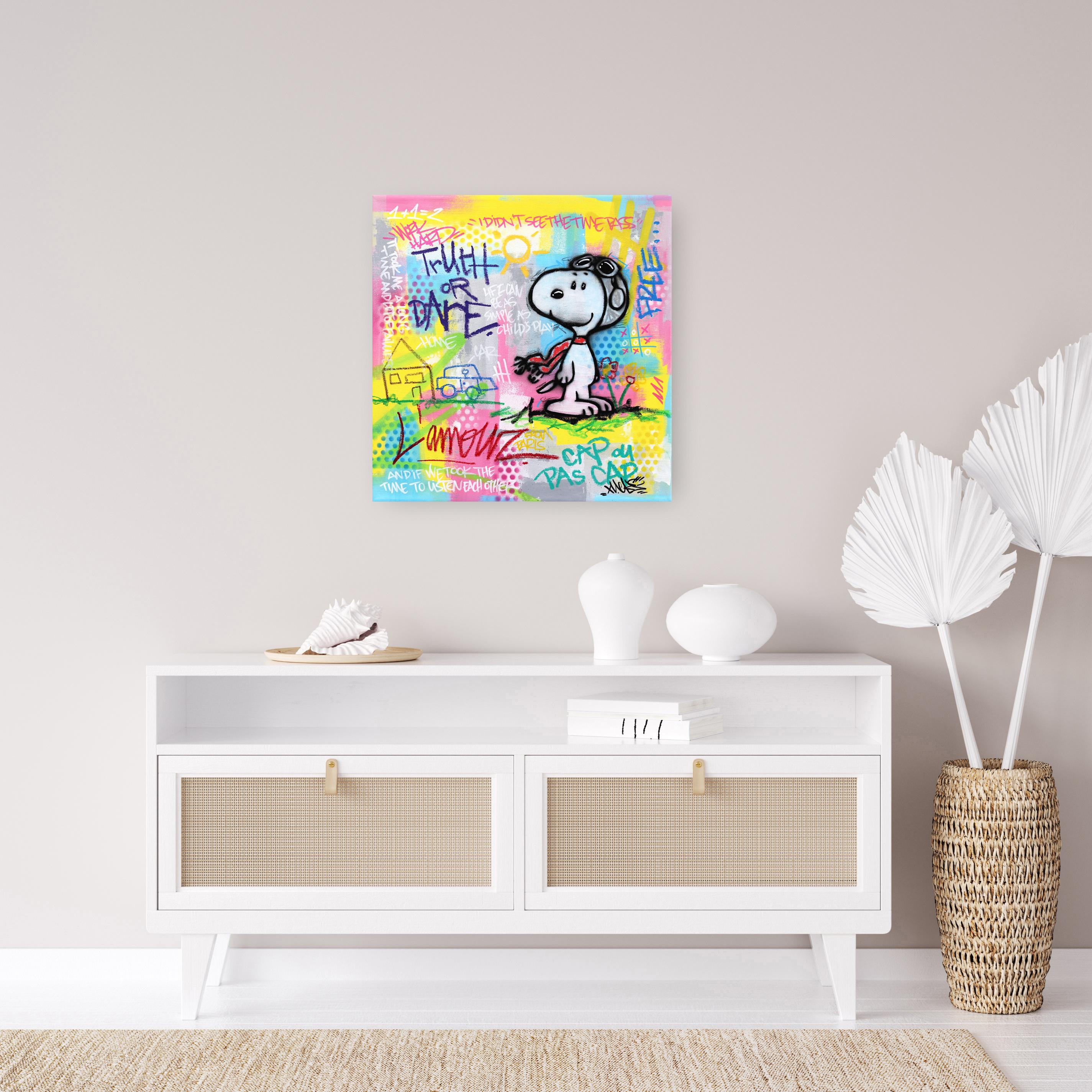 The Aviator  - Original Pop Art Painting with Cartoon and Comic Characters For Sale 3