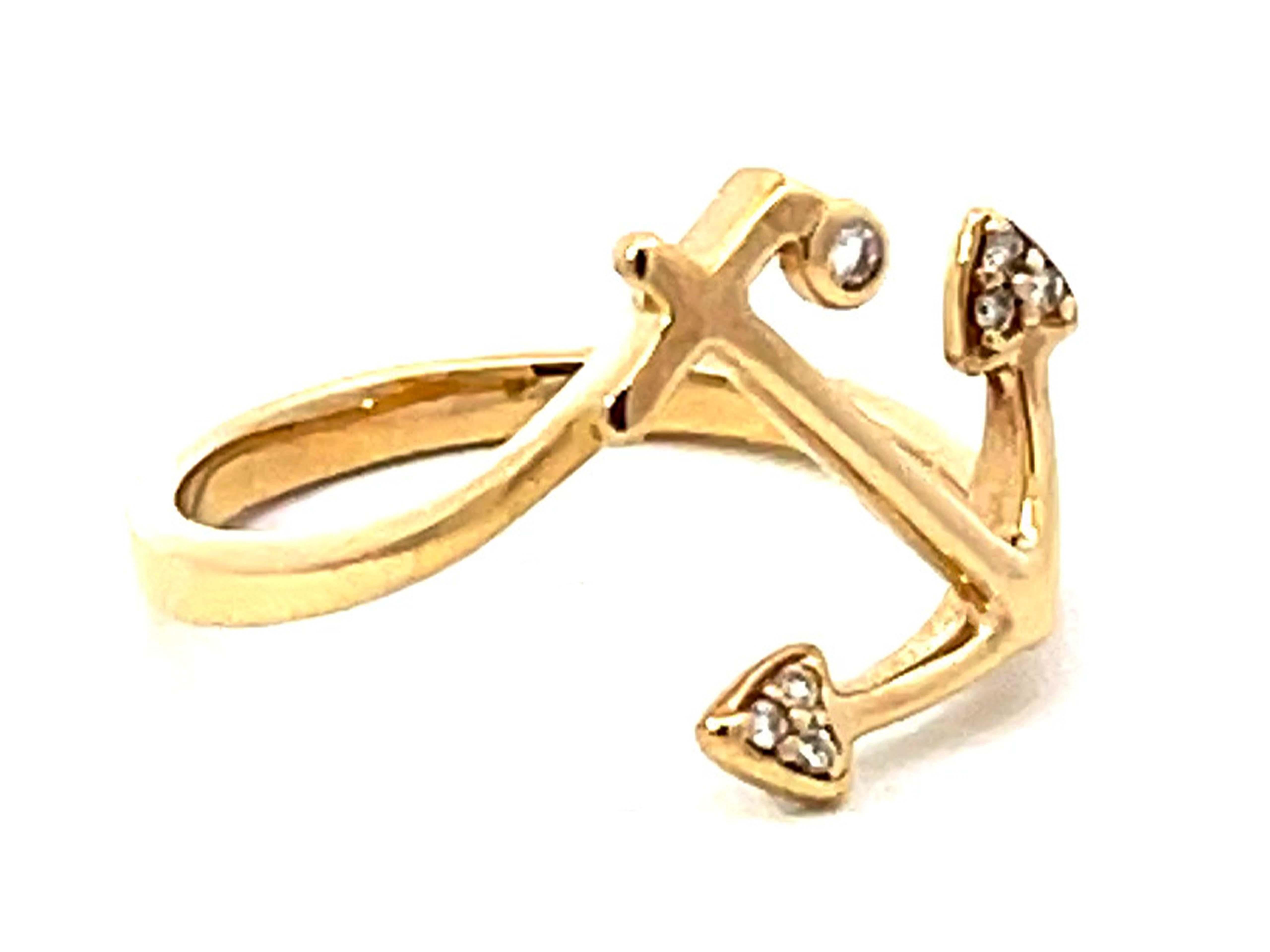 Nahoku Diamant-Anker-Ring aus 14 Karat Gelbgold (Moderne) im Angebot