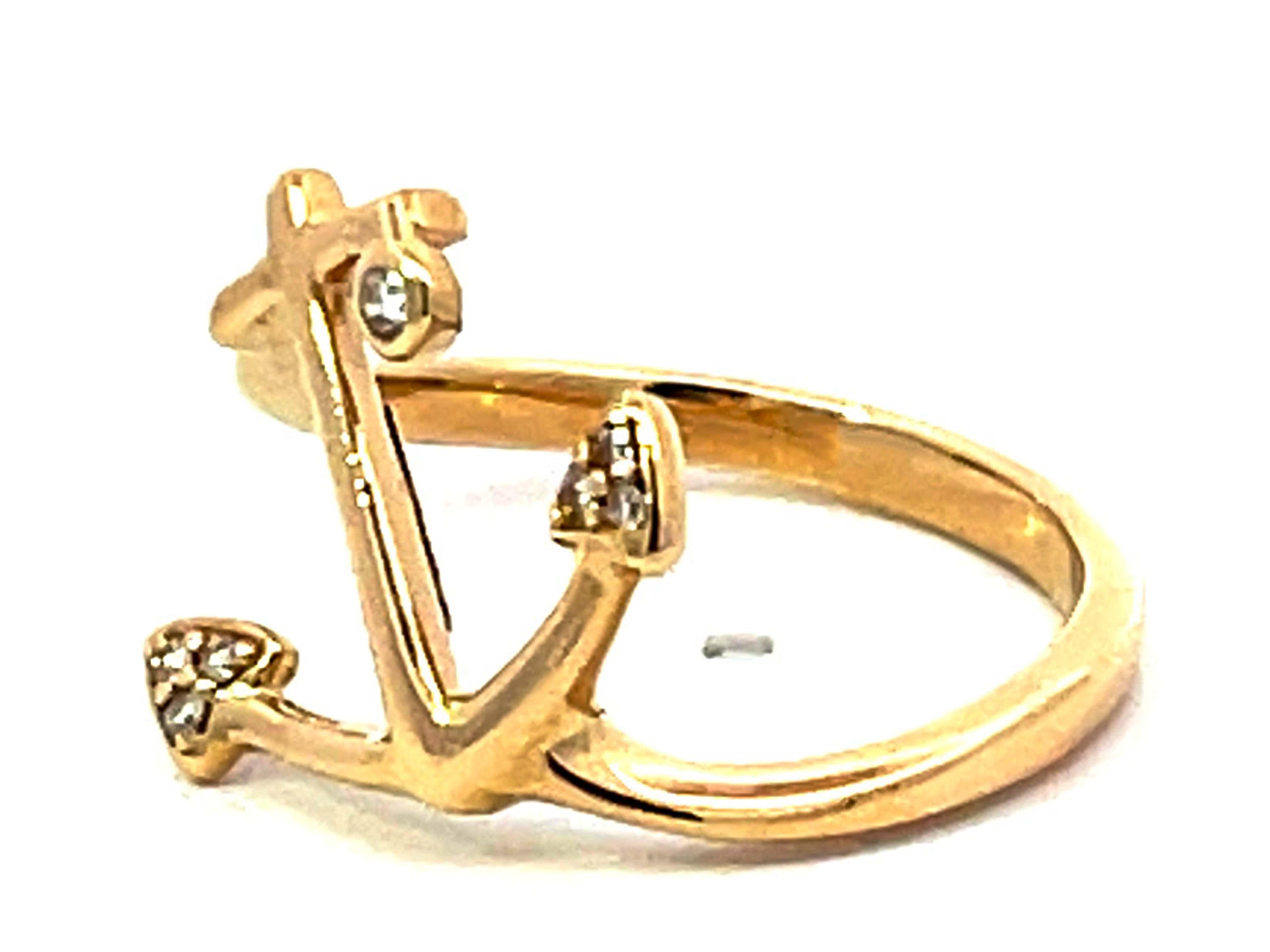 Modern Nahoku Diamond Anchor Ring in 14K Yellow Gold For Sale