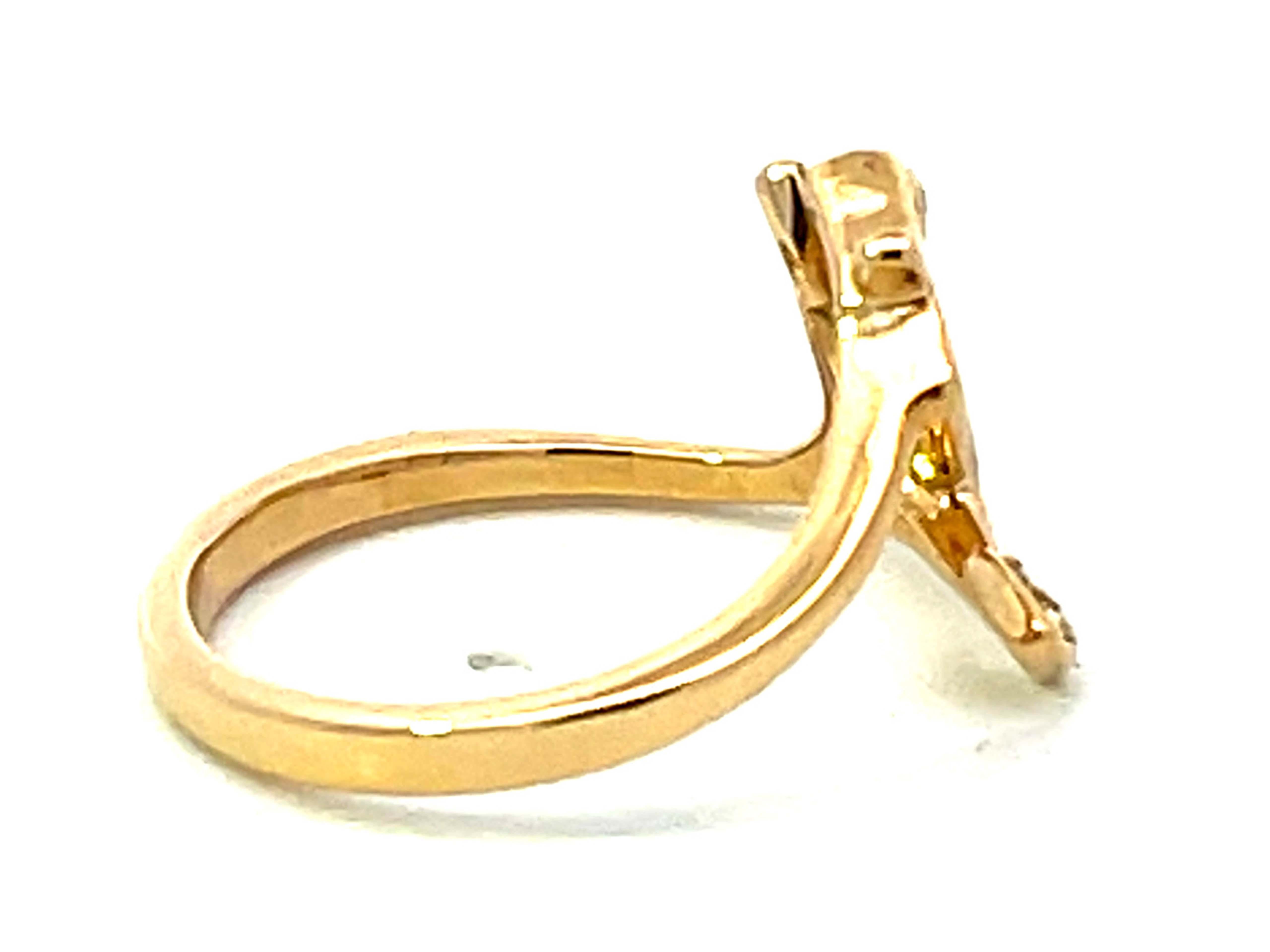 Brilliant Cut Nahoku Diamond Anchor Ring in 14K Yellow Gold For Sale