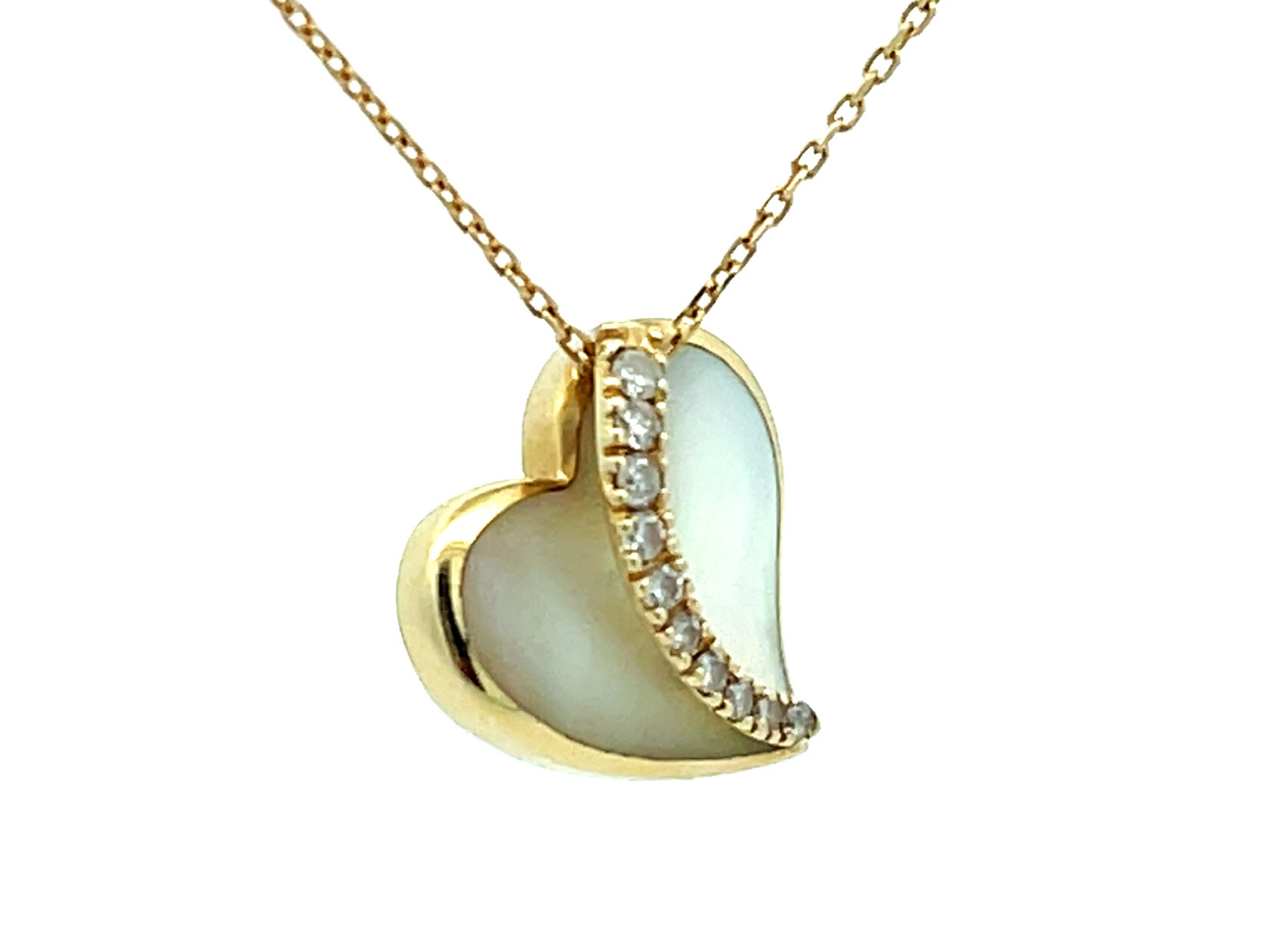 Na Hoku Diamant-Herz-Halskette aus 14 Karat Gelbgold (Moderne) im Angebot