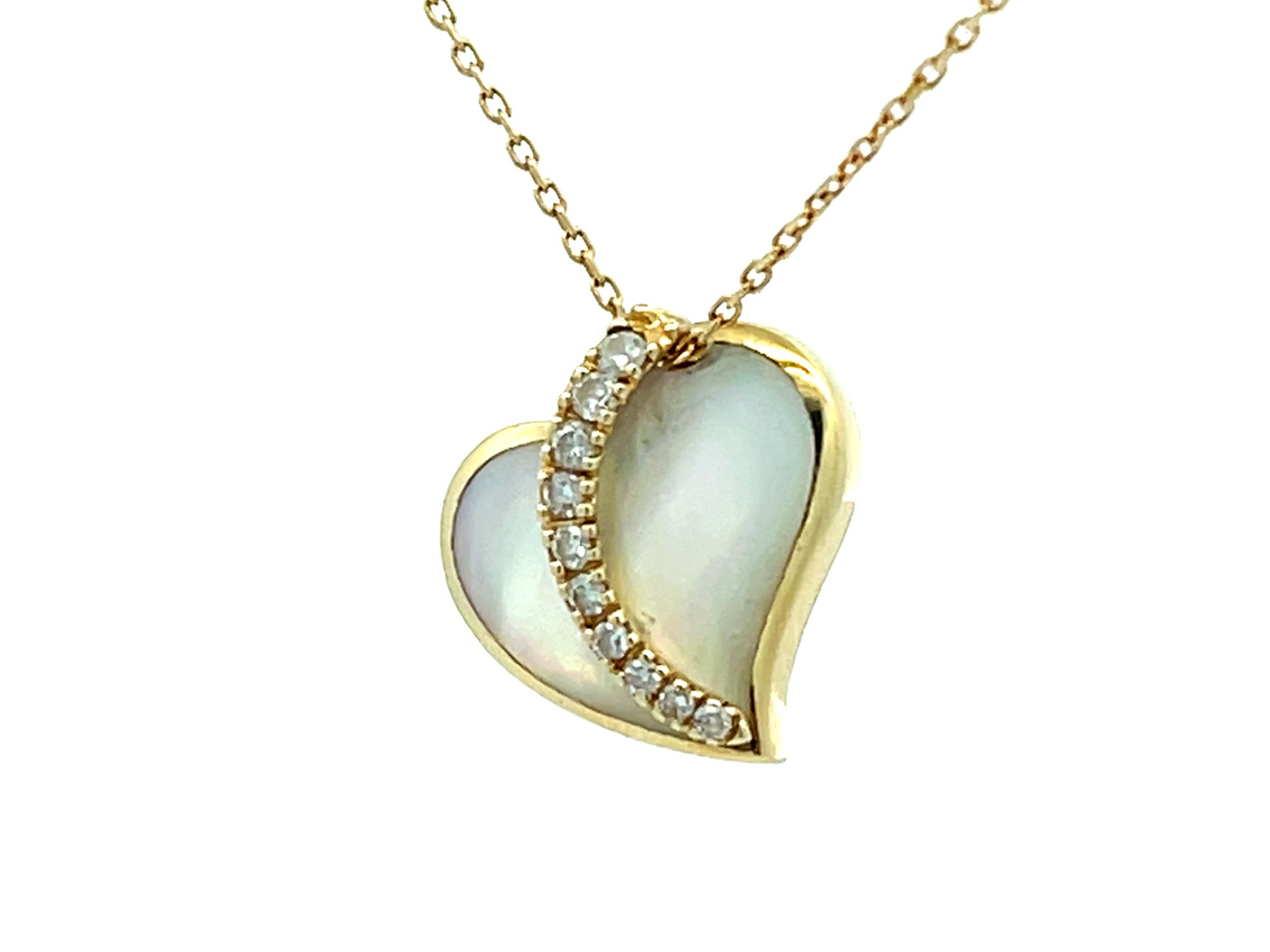 Na Hoku Diamant-Herz-Halskette aus 14 Karat Gelbgold (Brillantschliff) im Angebot