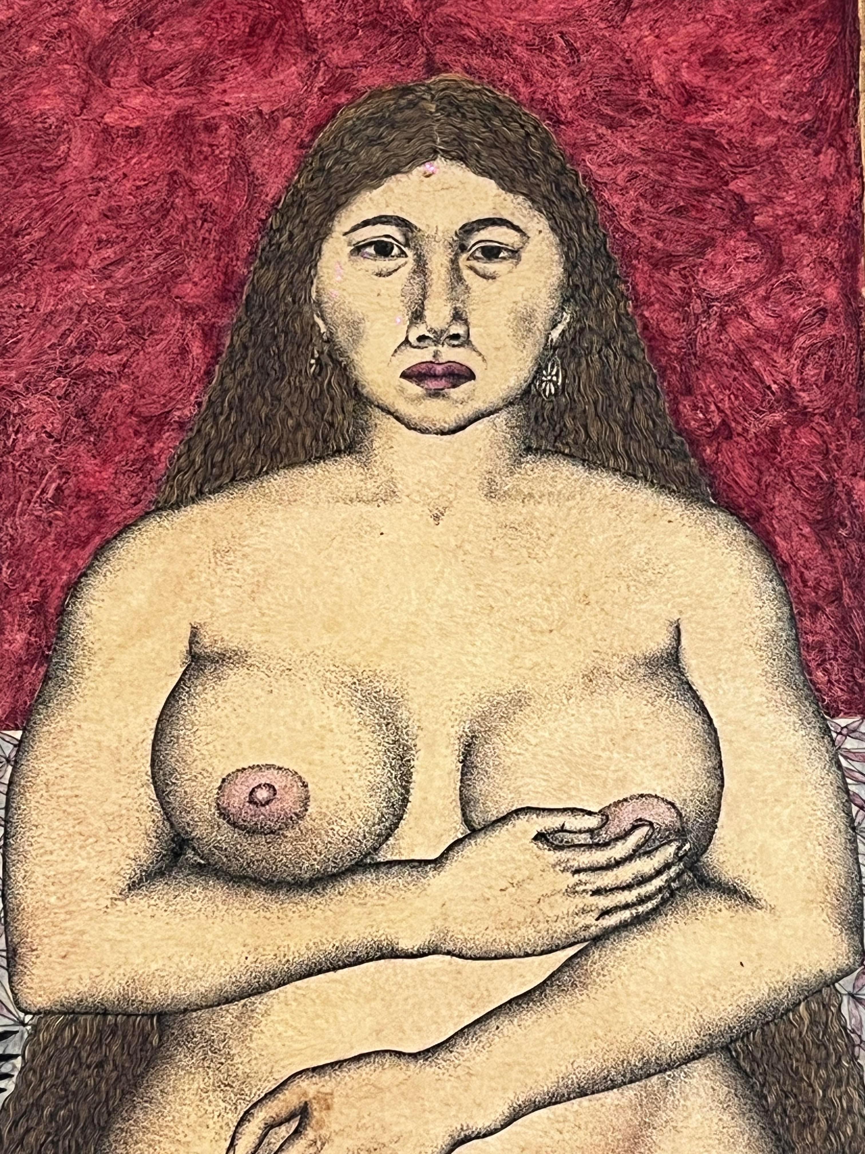 Postmoderno Nahum B. Zenil Pittura a tecnica mista su cartone in vendita