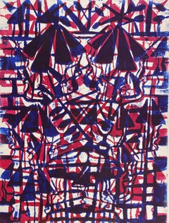 Vintage “Abstract in Purple & Red”