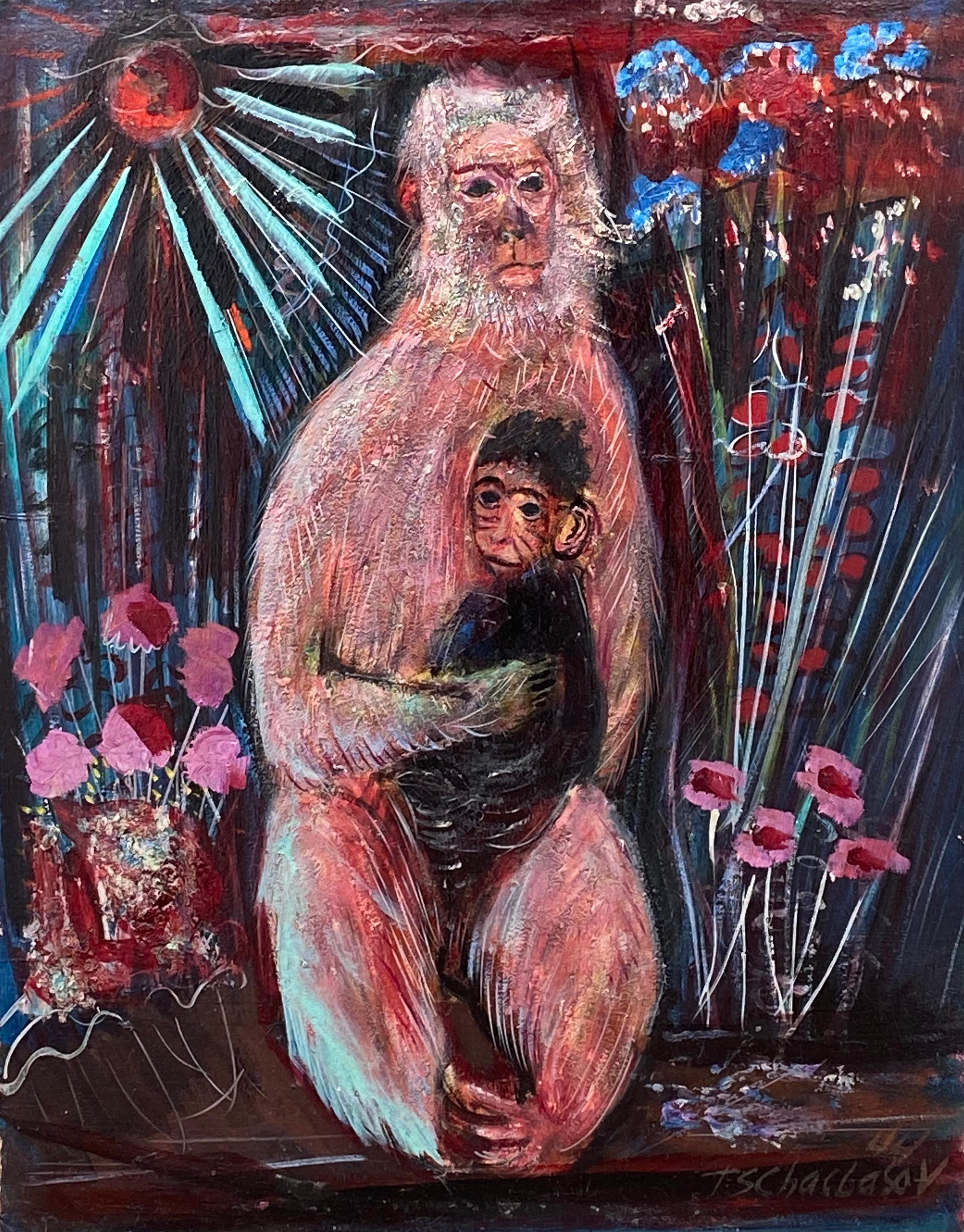 “Apes” - Painting by Nahum Tschacbasov