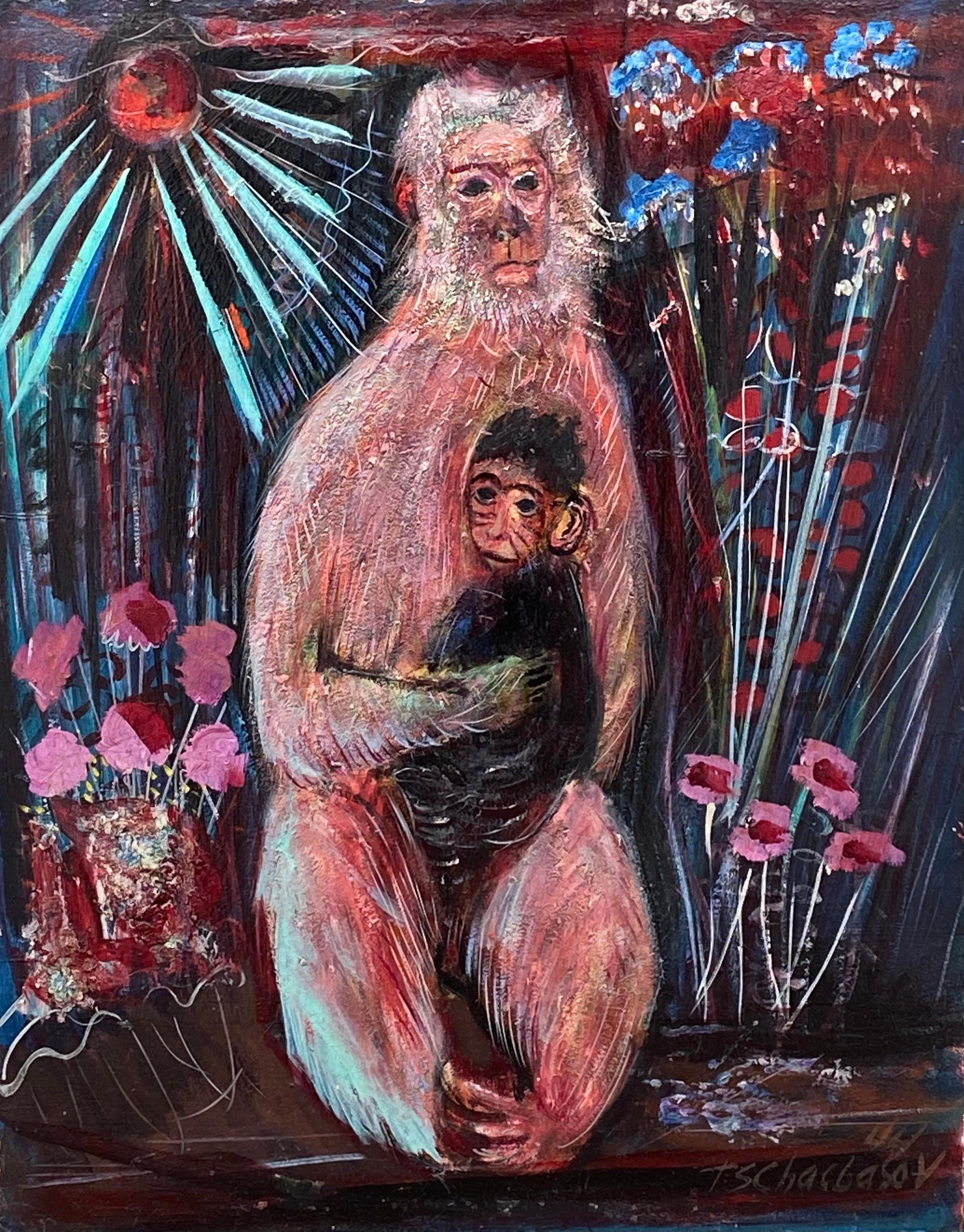 Nahum Tschacbasov Animal Painting - “Apes”