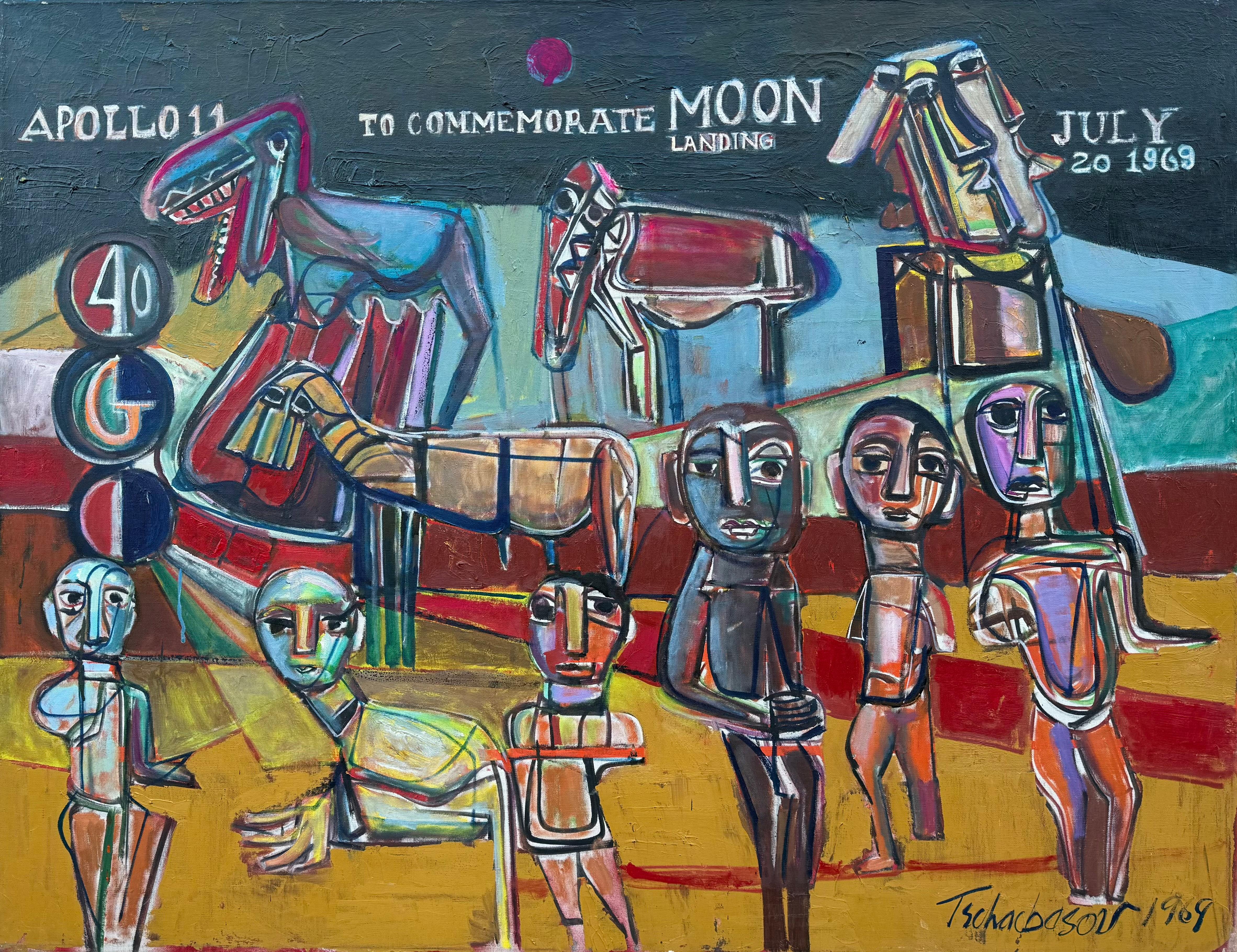 “Apollo 11 Moon Landing” - Painting by Nahum Tschacbasov