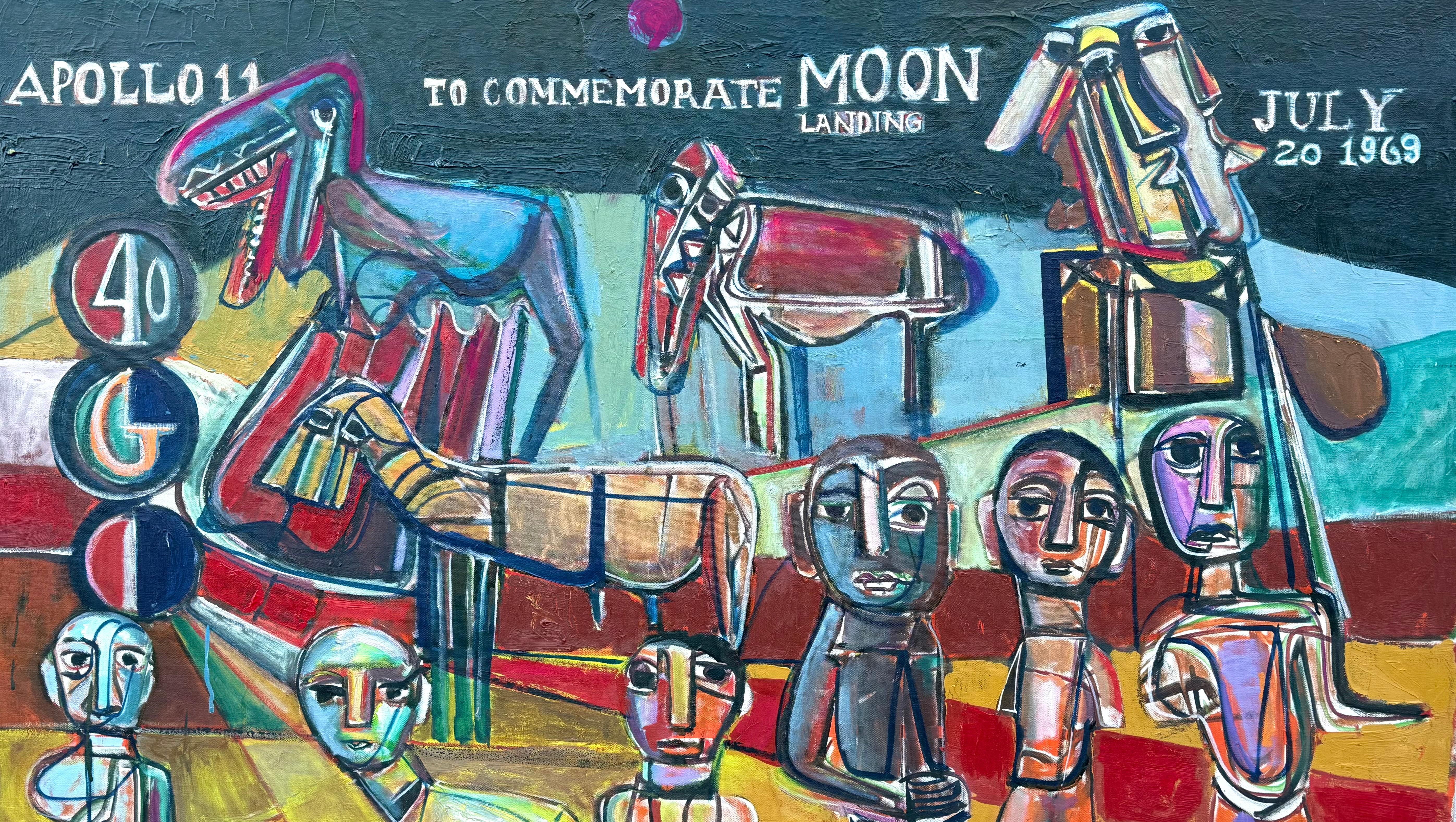 “Apollo 11 Moon Landing” - Post-Modern Painting by Nahum Tschacbasov