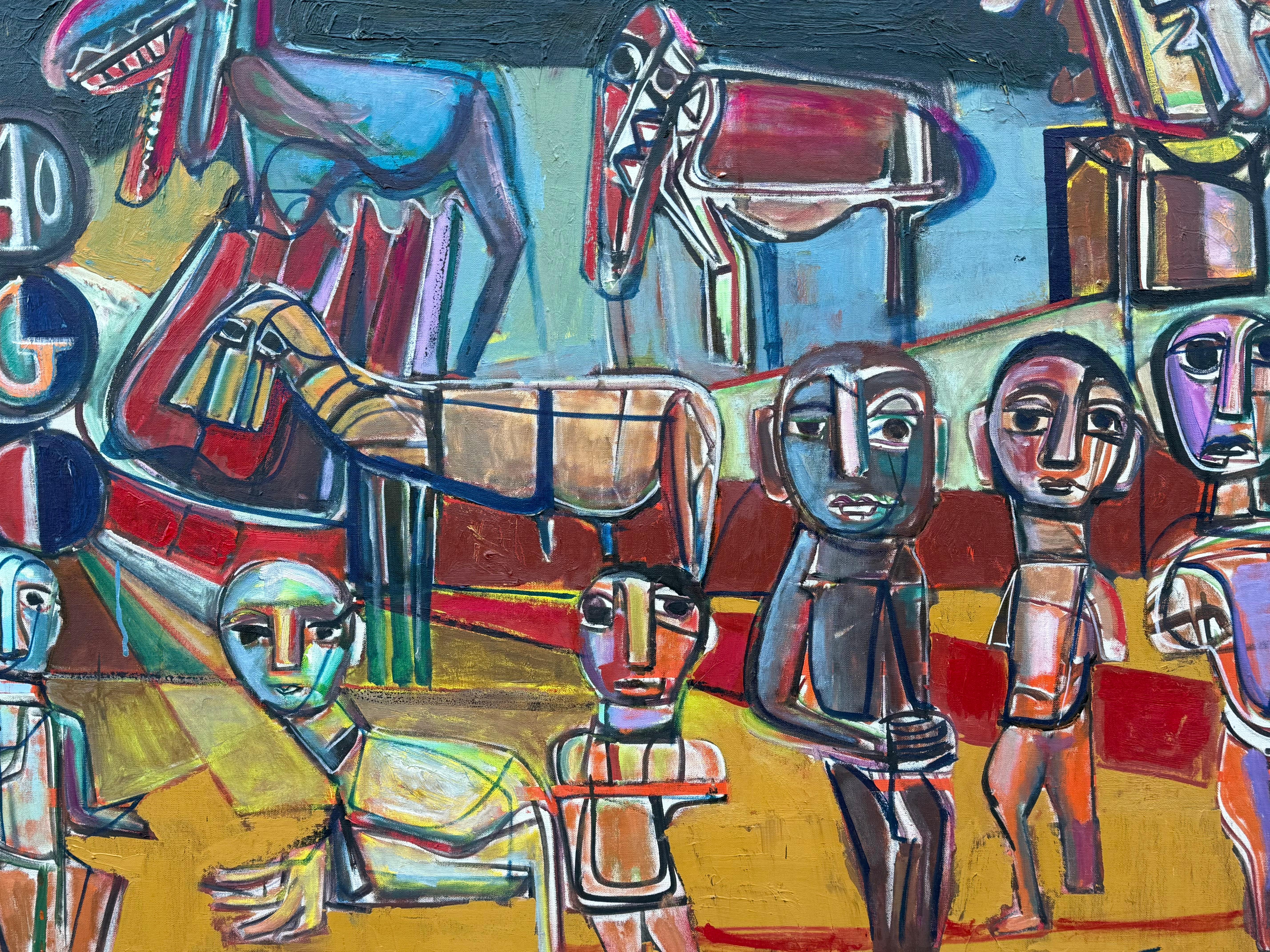 “Apollo 11 Moon Landing” - Gray Figurative Painting by Nahum Tschacbasov