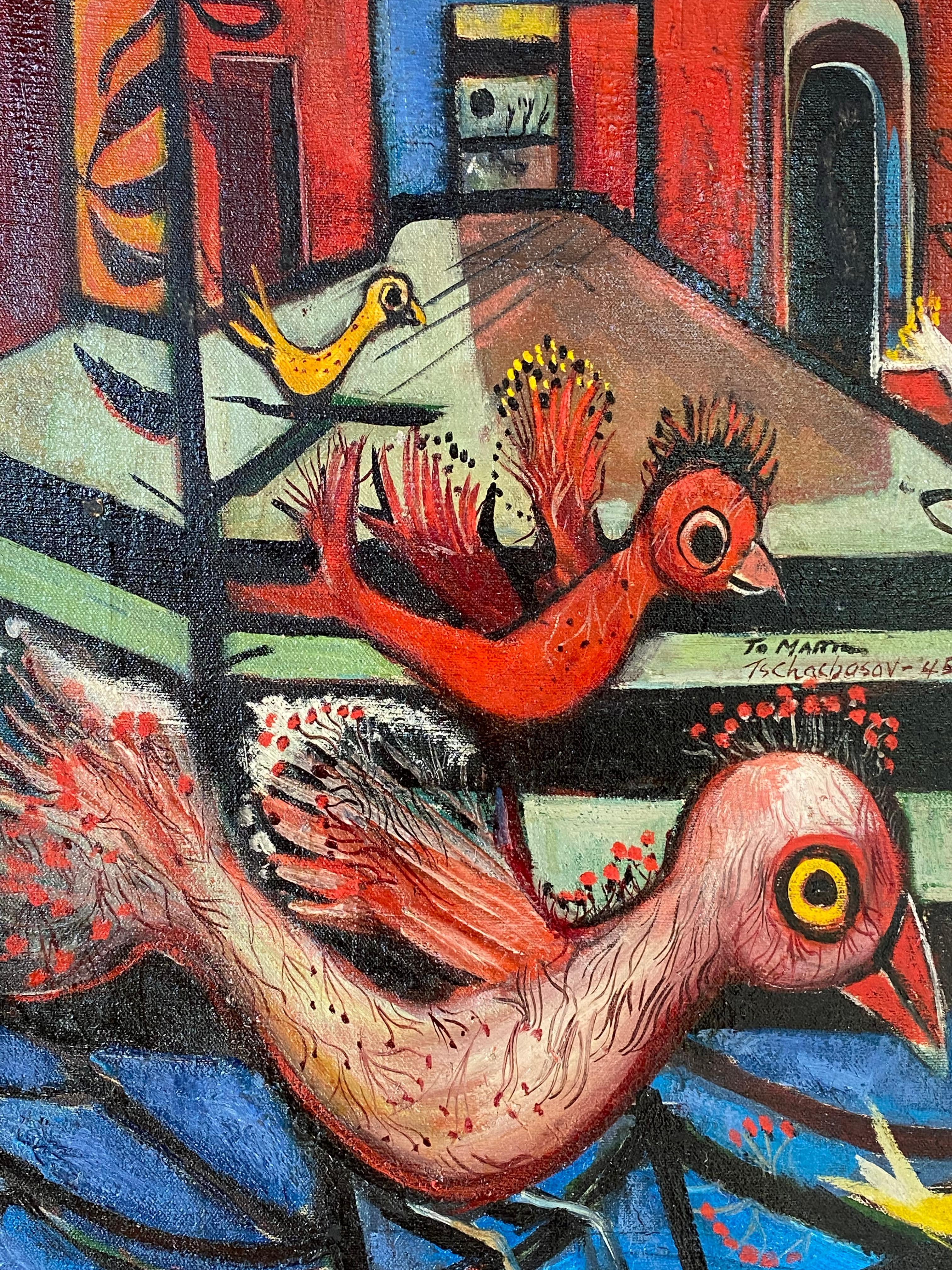 “Cuckoo Birds” - Painting by Nahum Tschacbasov