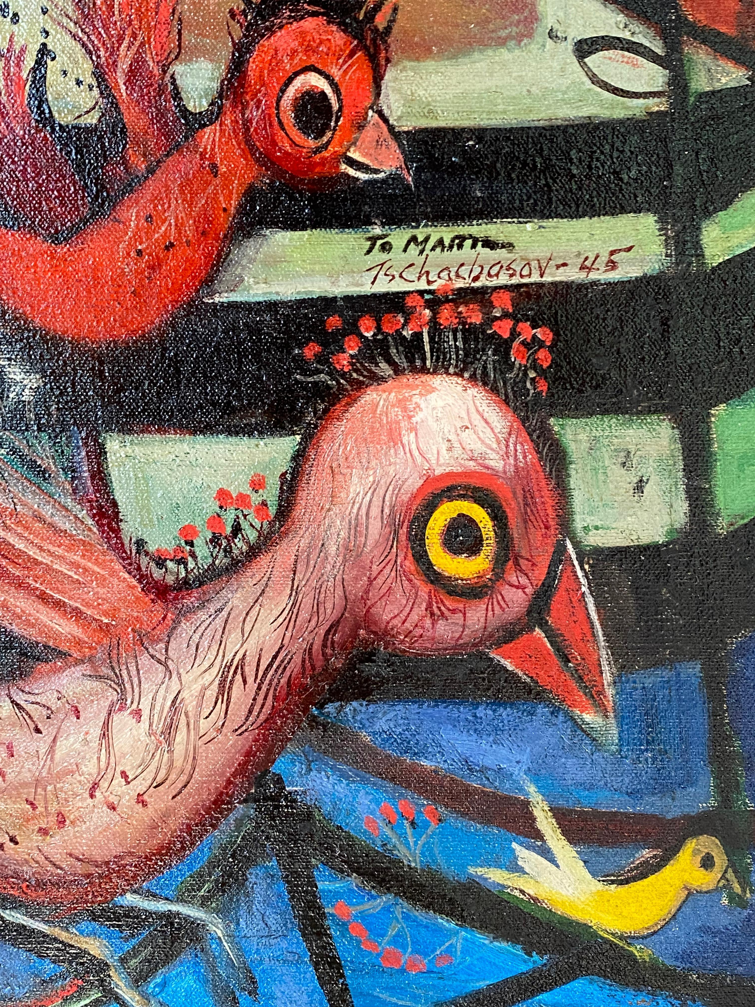 “Cuckoo Birds” - Modern Painting by Nahum Tschacbasov