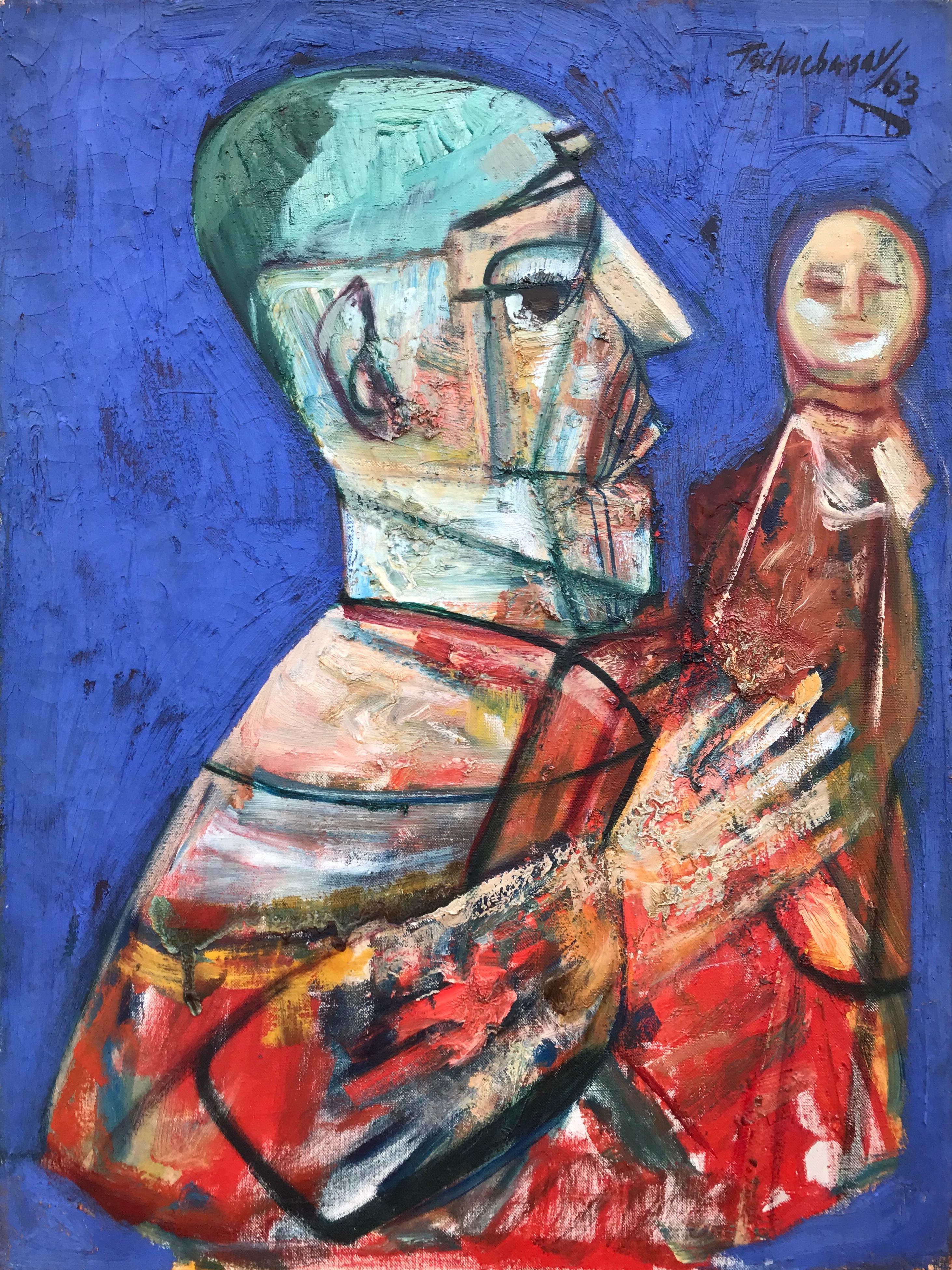 Nahum Tschacbasov Figurative Painting - “Father with Child”