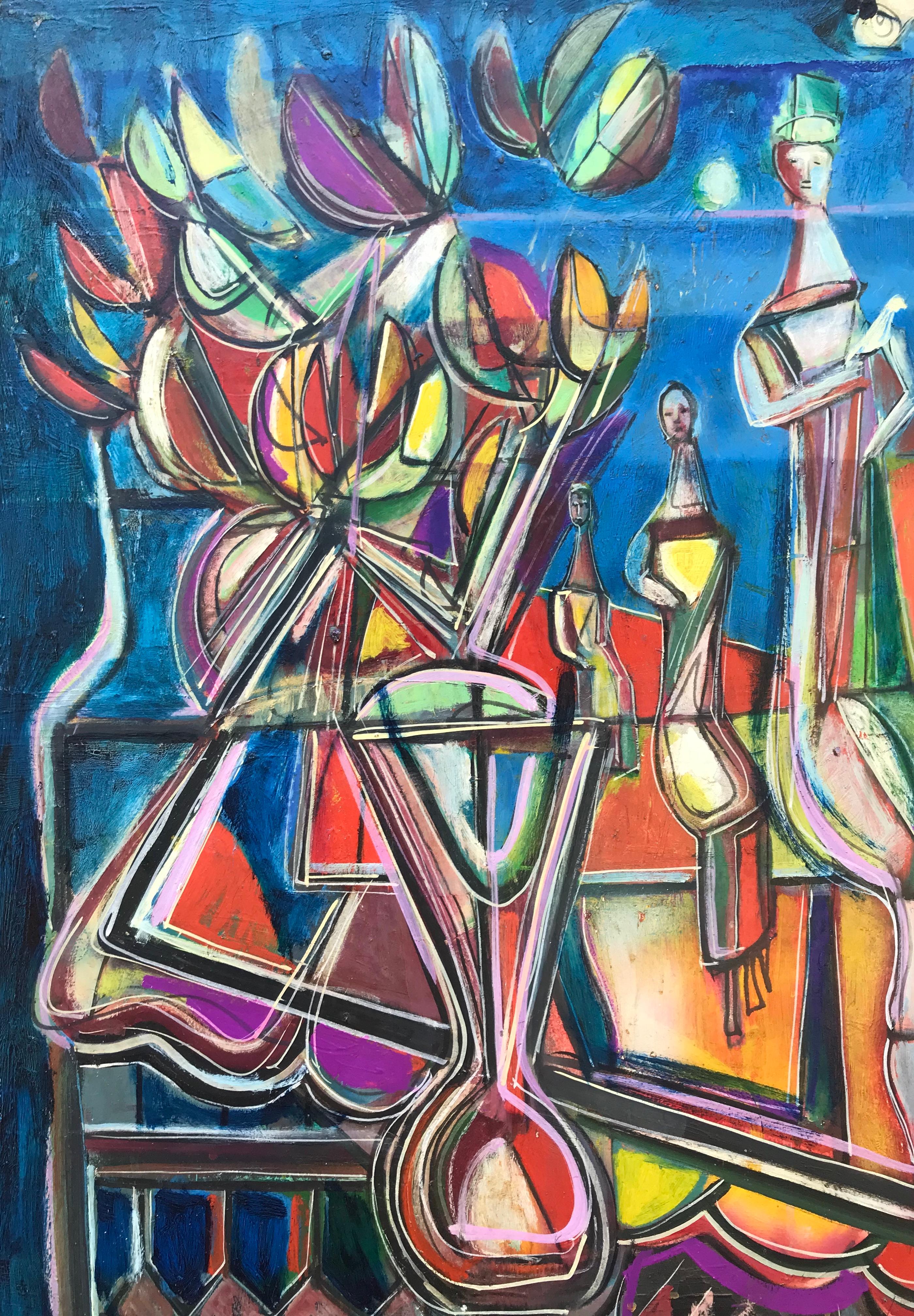 “Flowers and Figures” - Modern Painting by Nahum Tschacbasov