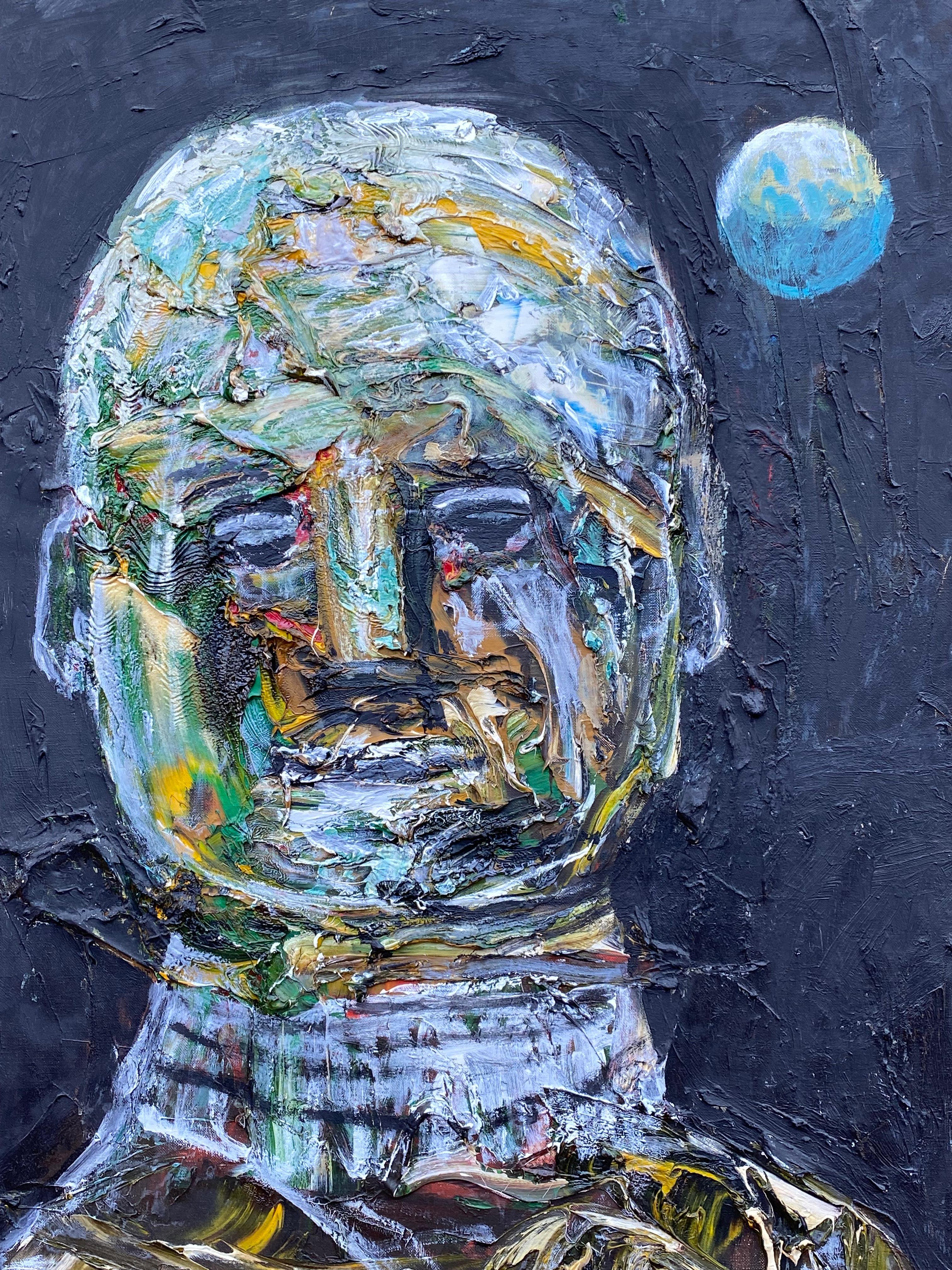 man on the moon painting